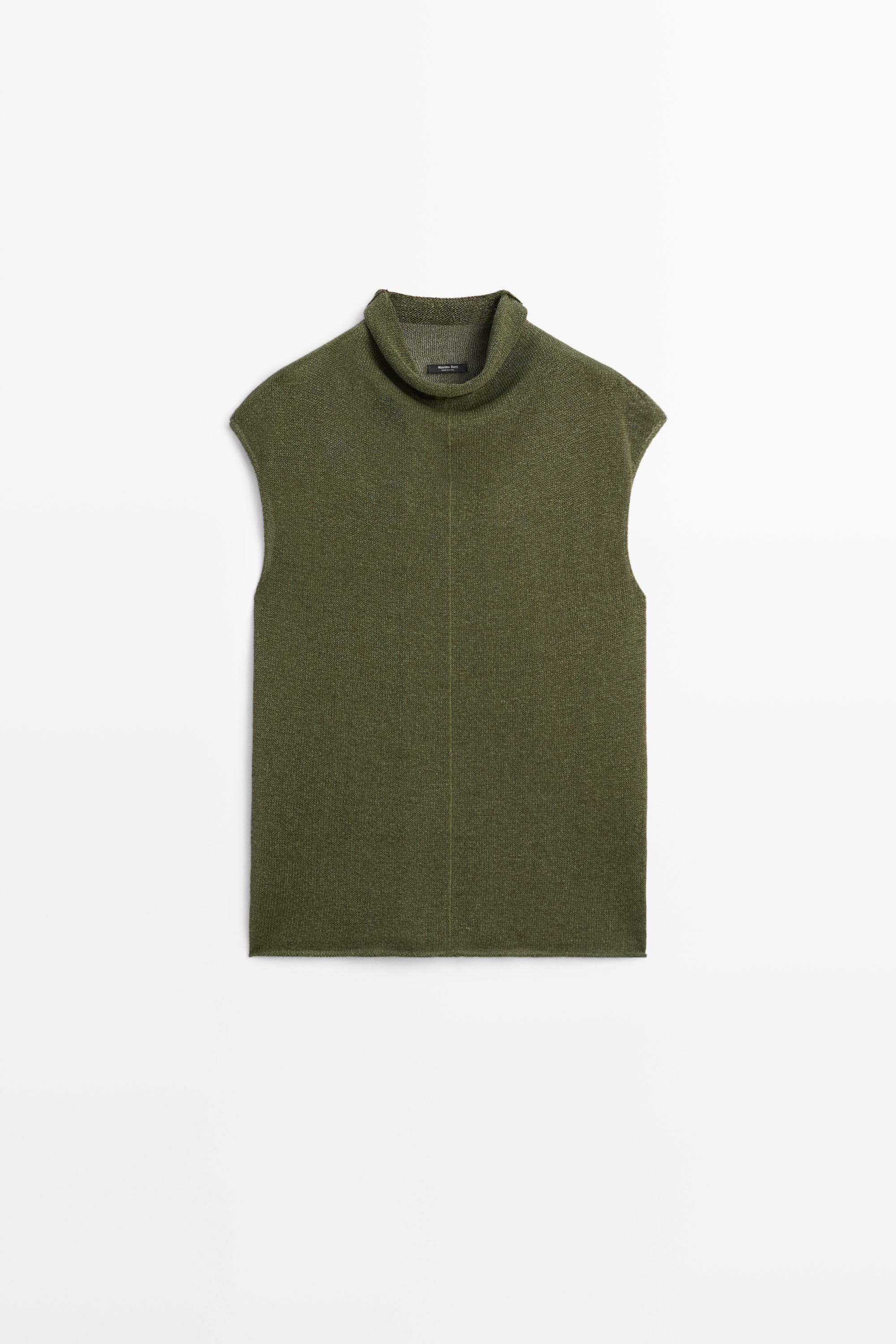 Massimo Dutti Drape dik yaka triko bluz görsel 3