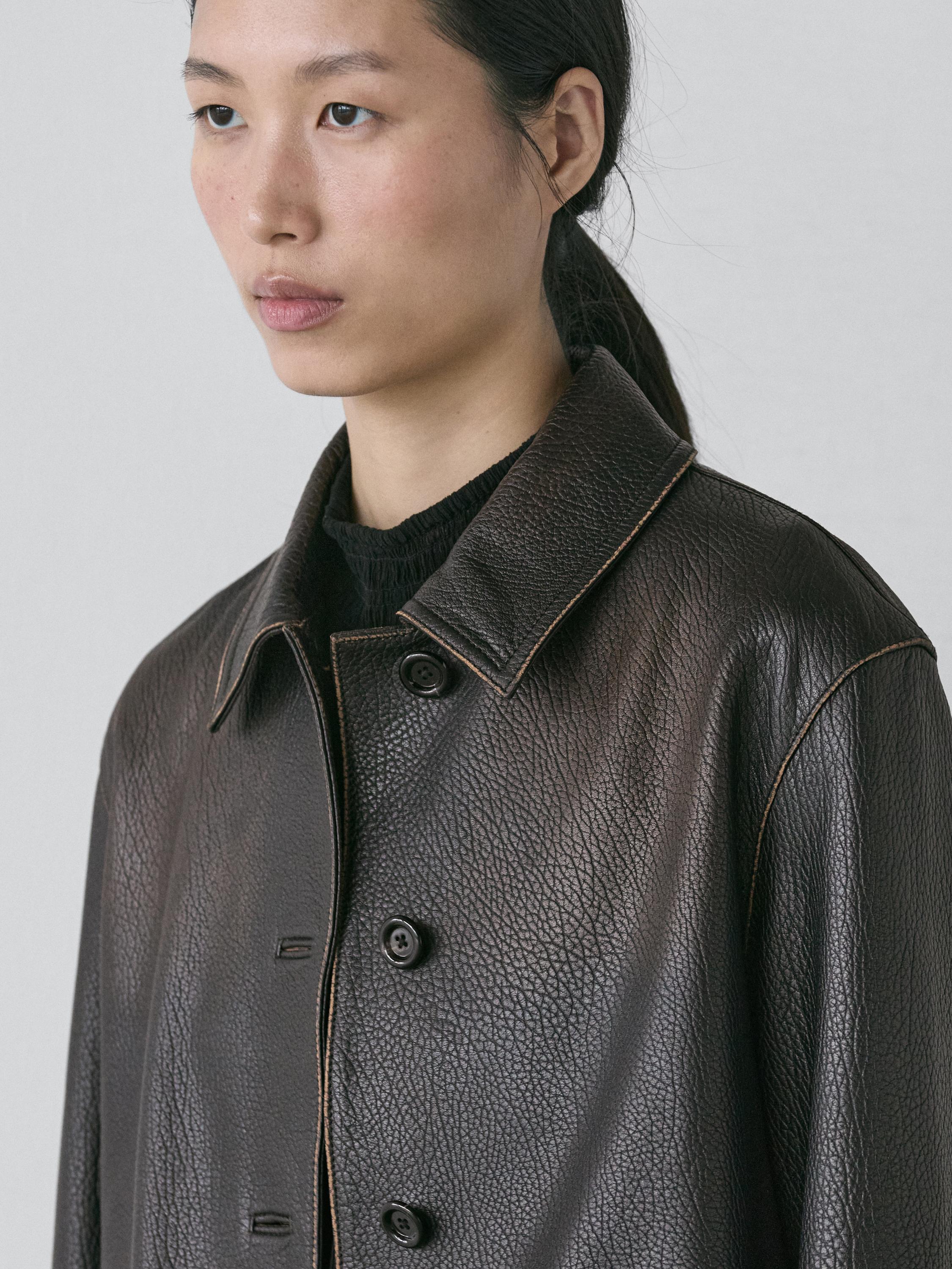 Short nappa leather jacket