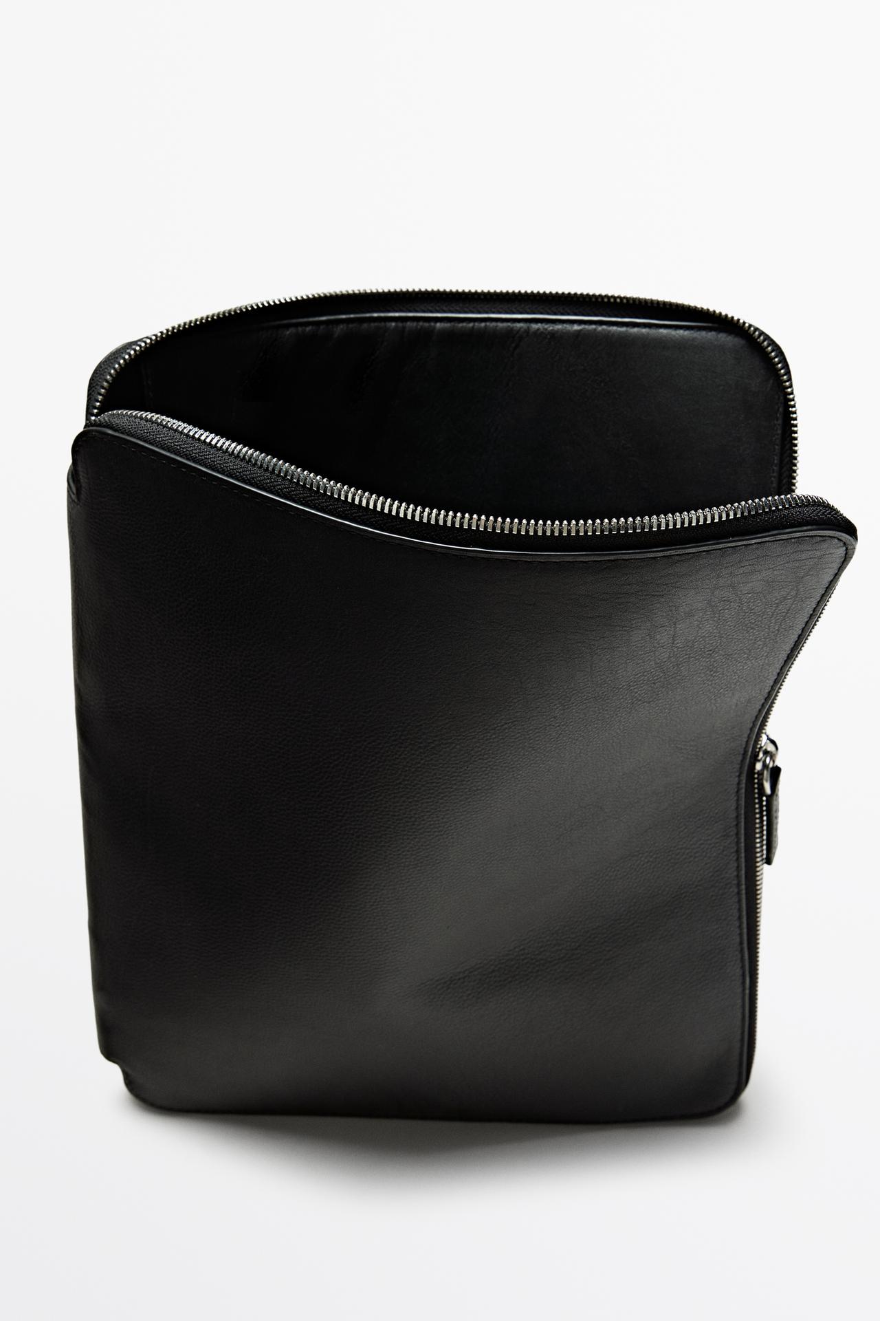 Nappa leather L pouch bag — BLACK