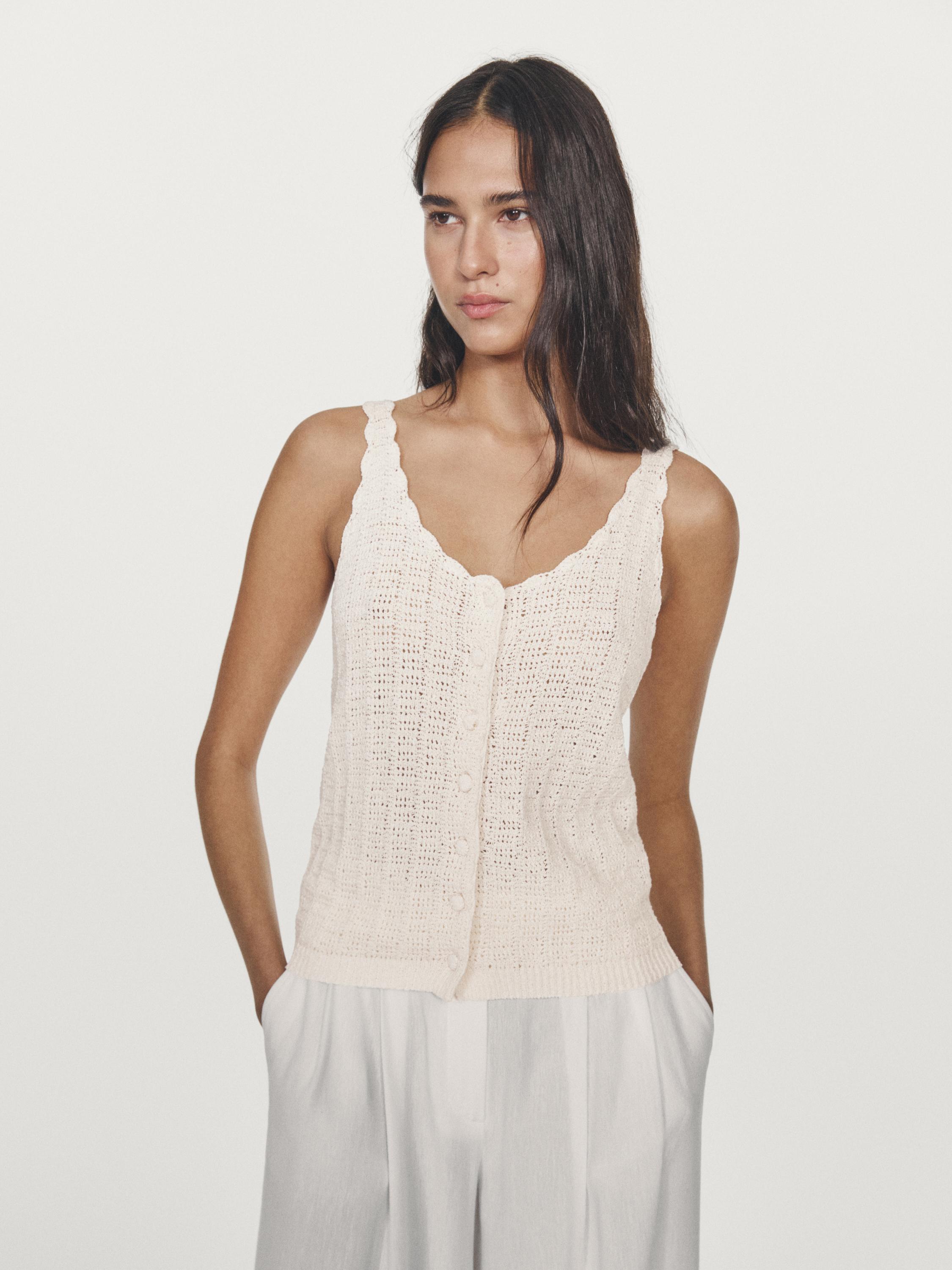 Top crochet detalle botones