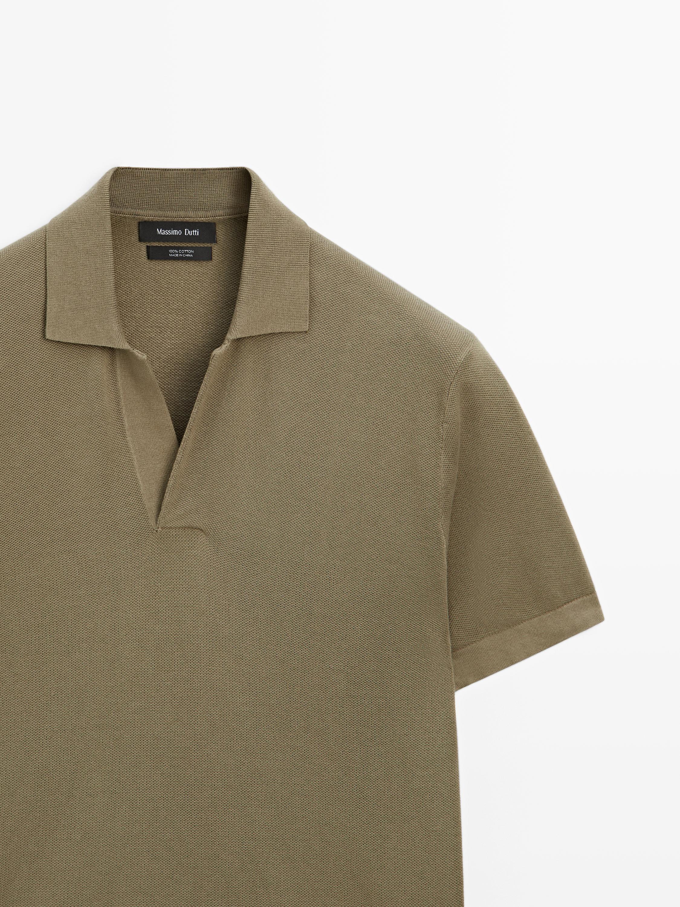 Knit V-neck polo shirt