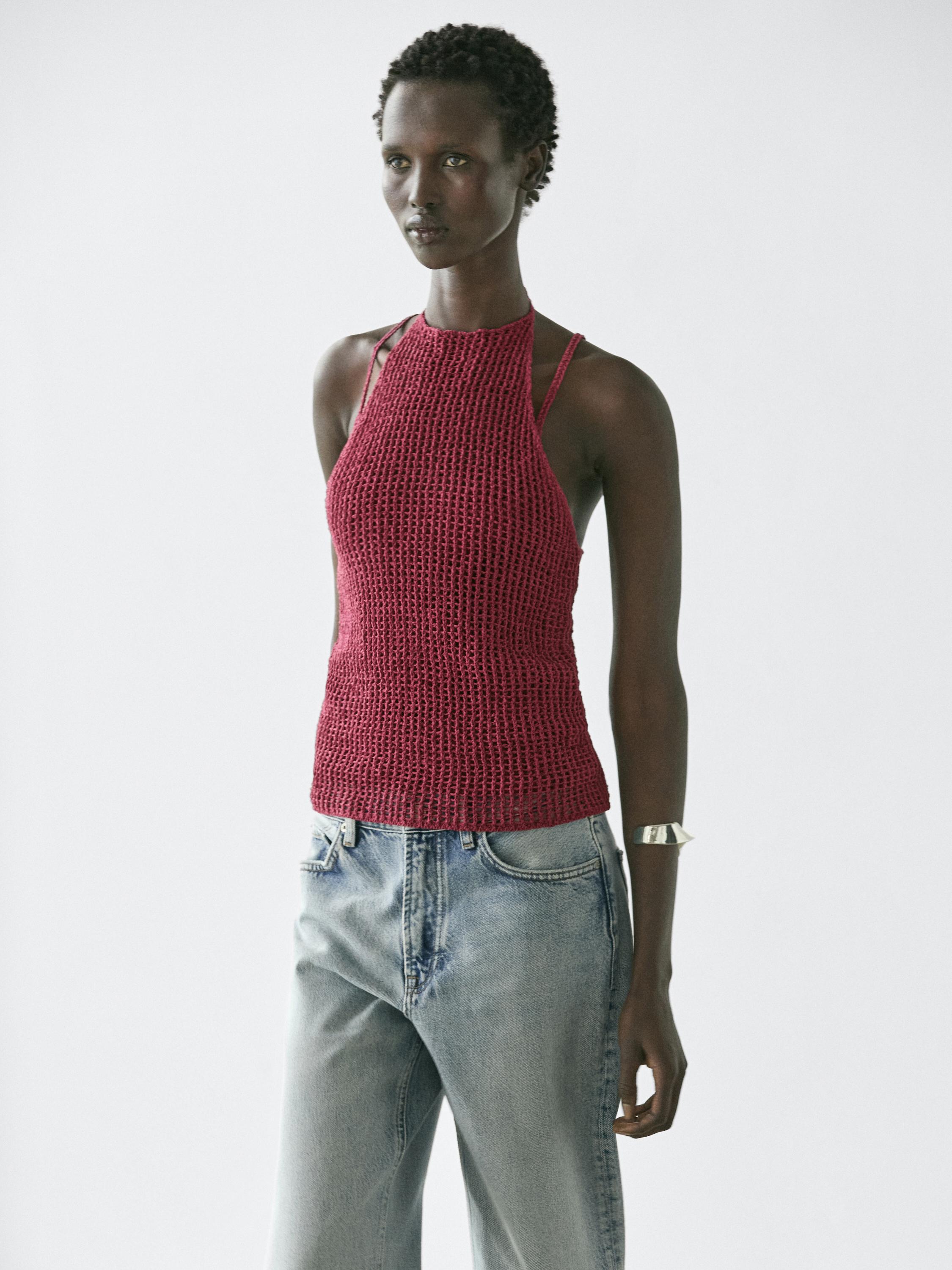 Top double en maille crochet