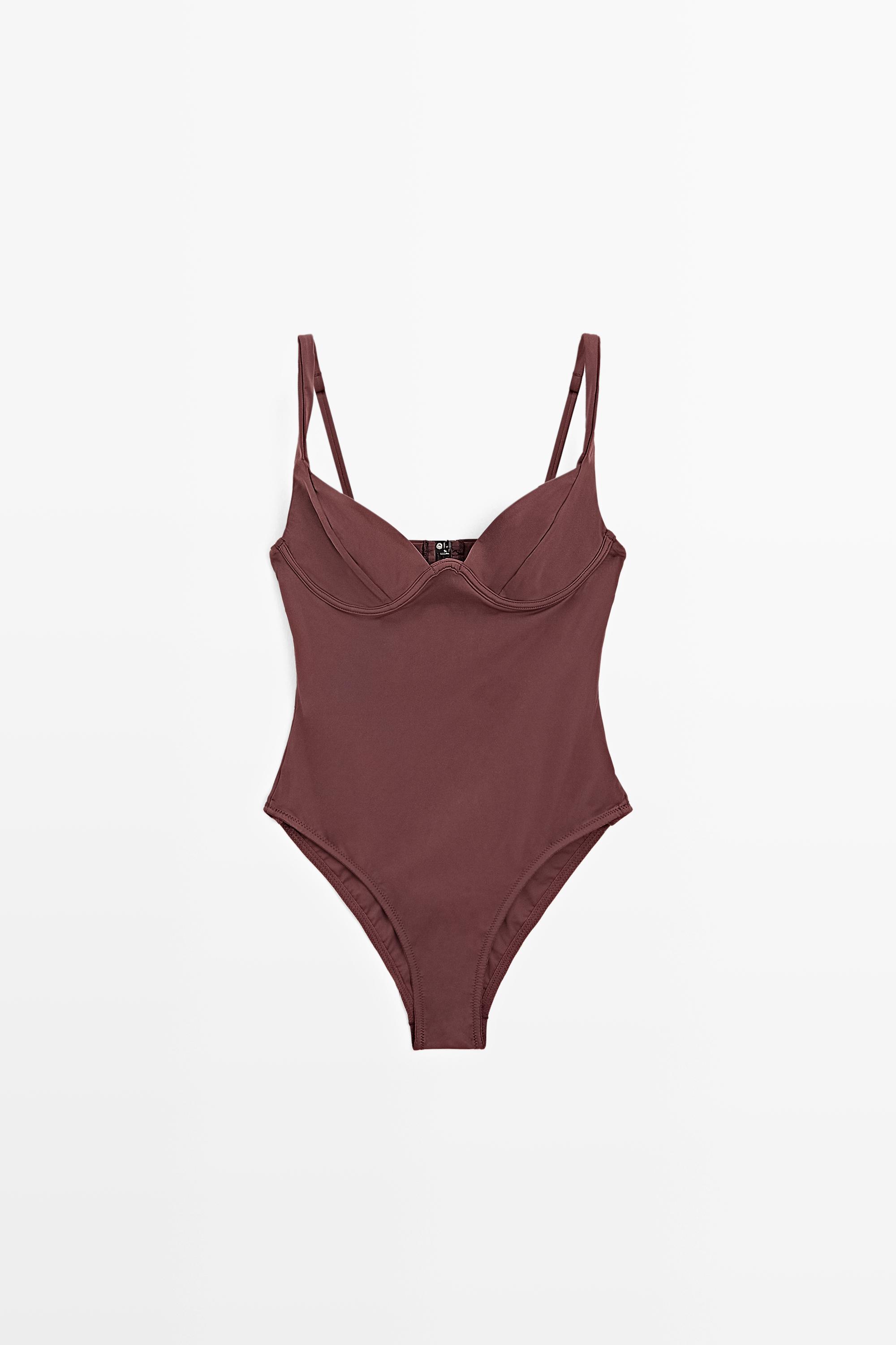 Swimsuit with underwire and wide straps — BROWN