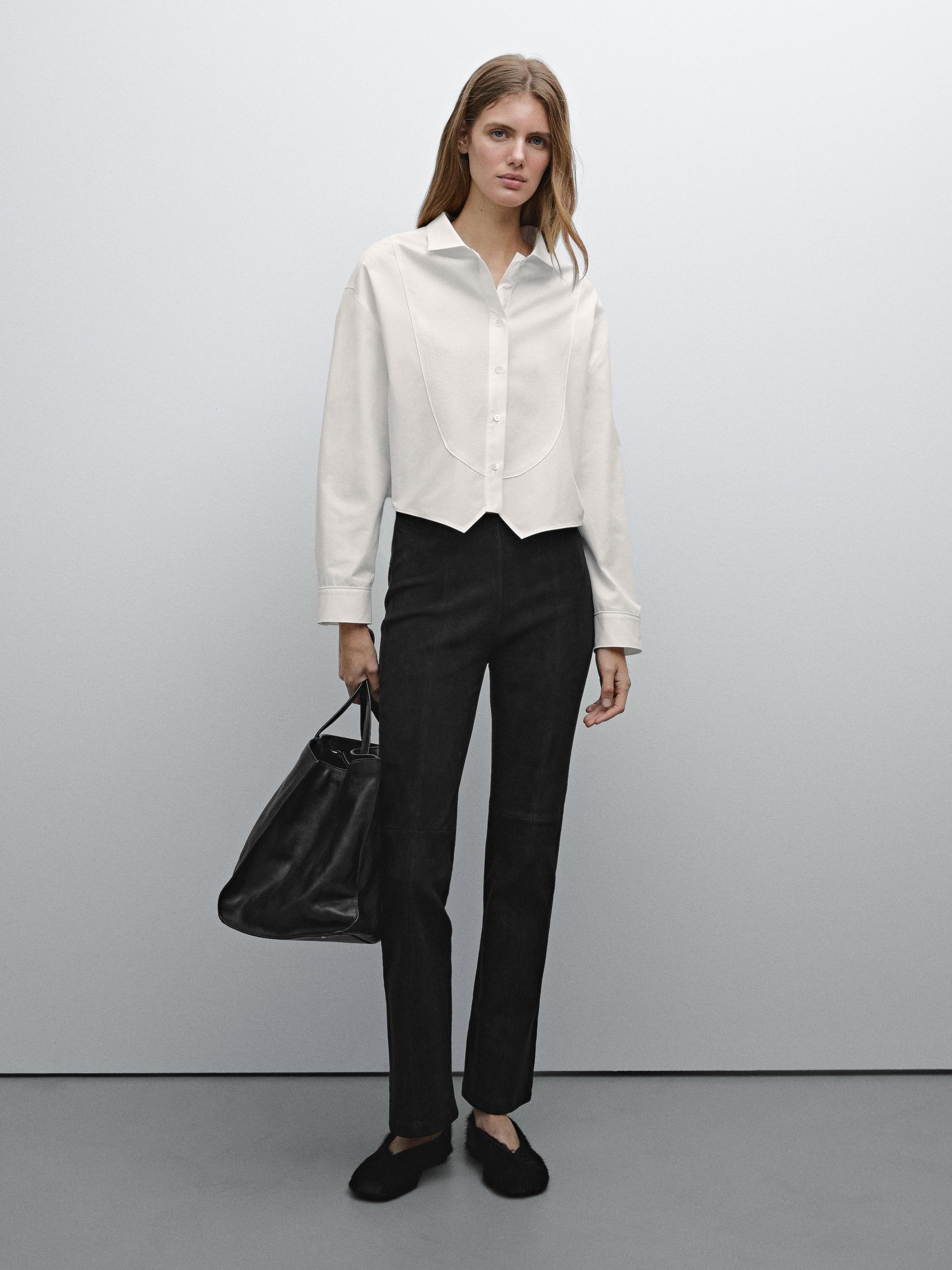 Cropped shirt with chest detail