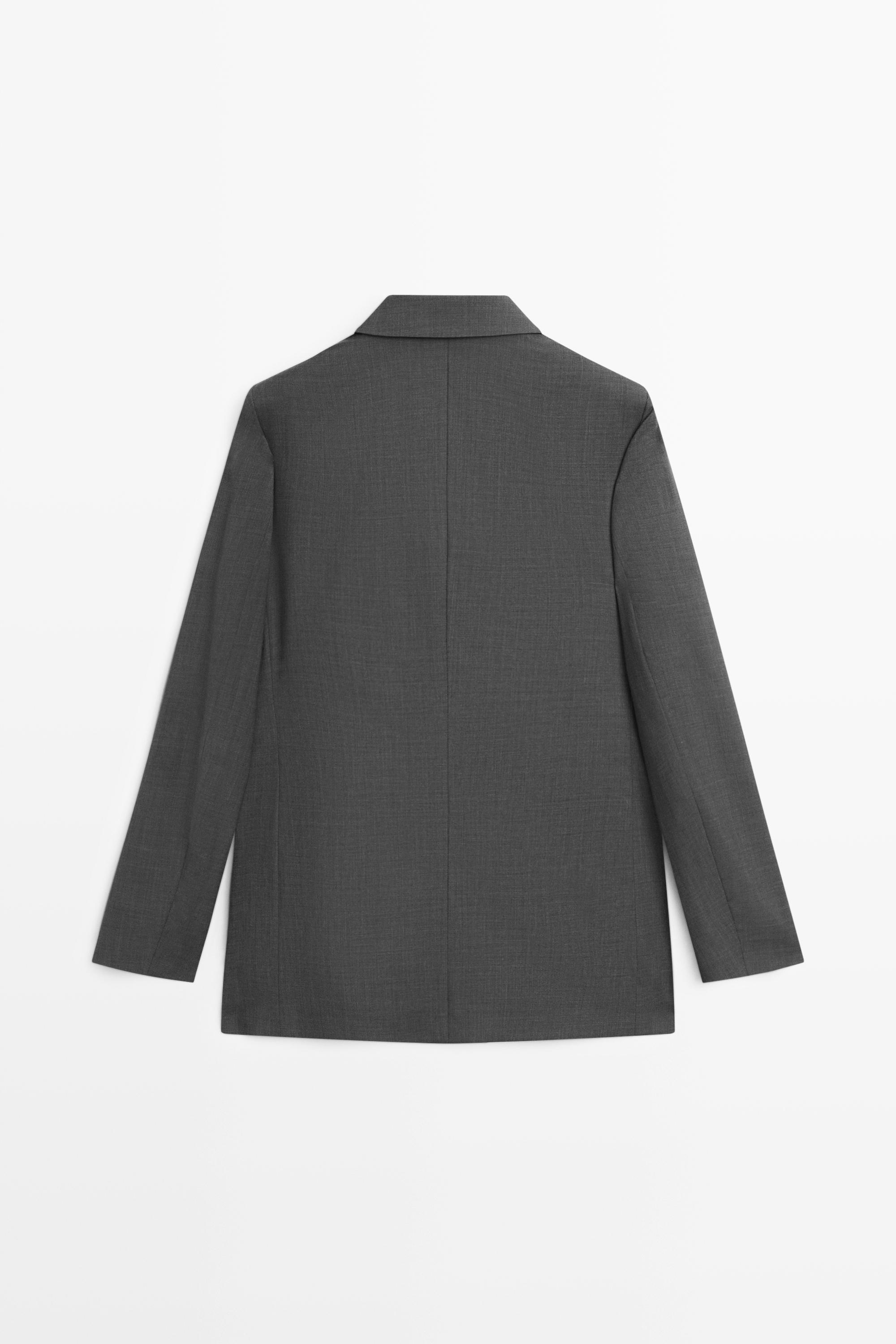 Double-breasted blazer with pocket detail — DARK GREY