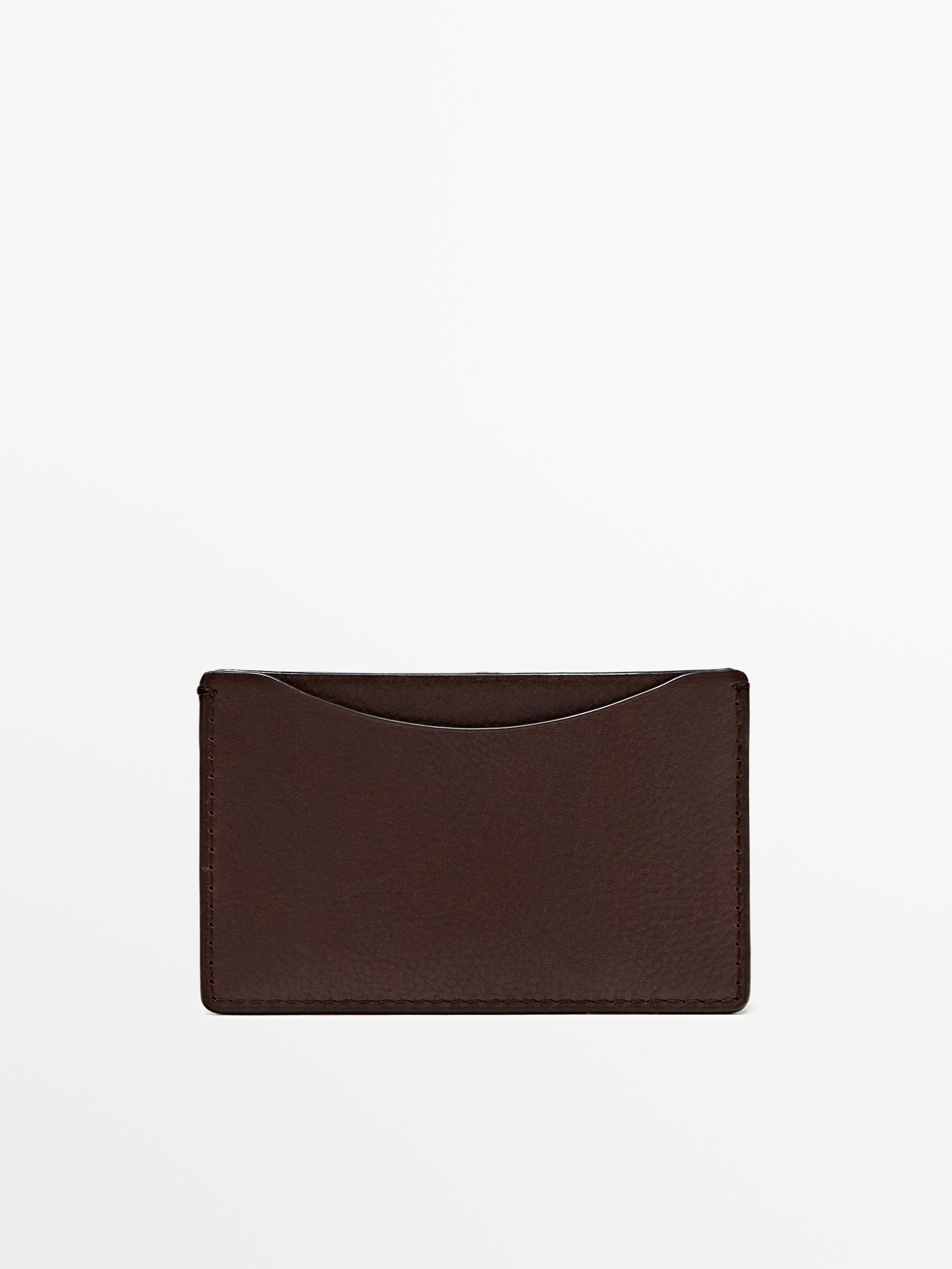 Nappa leather card holder — BROWN