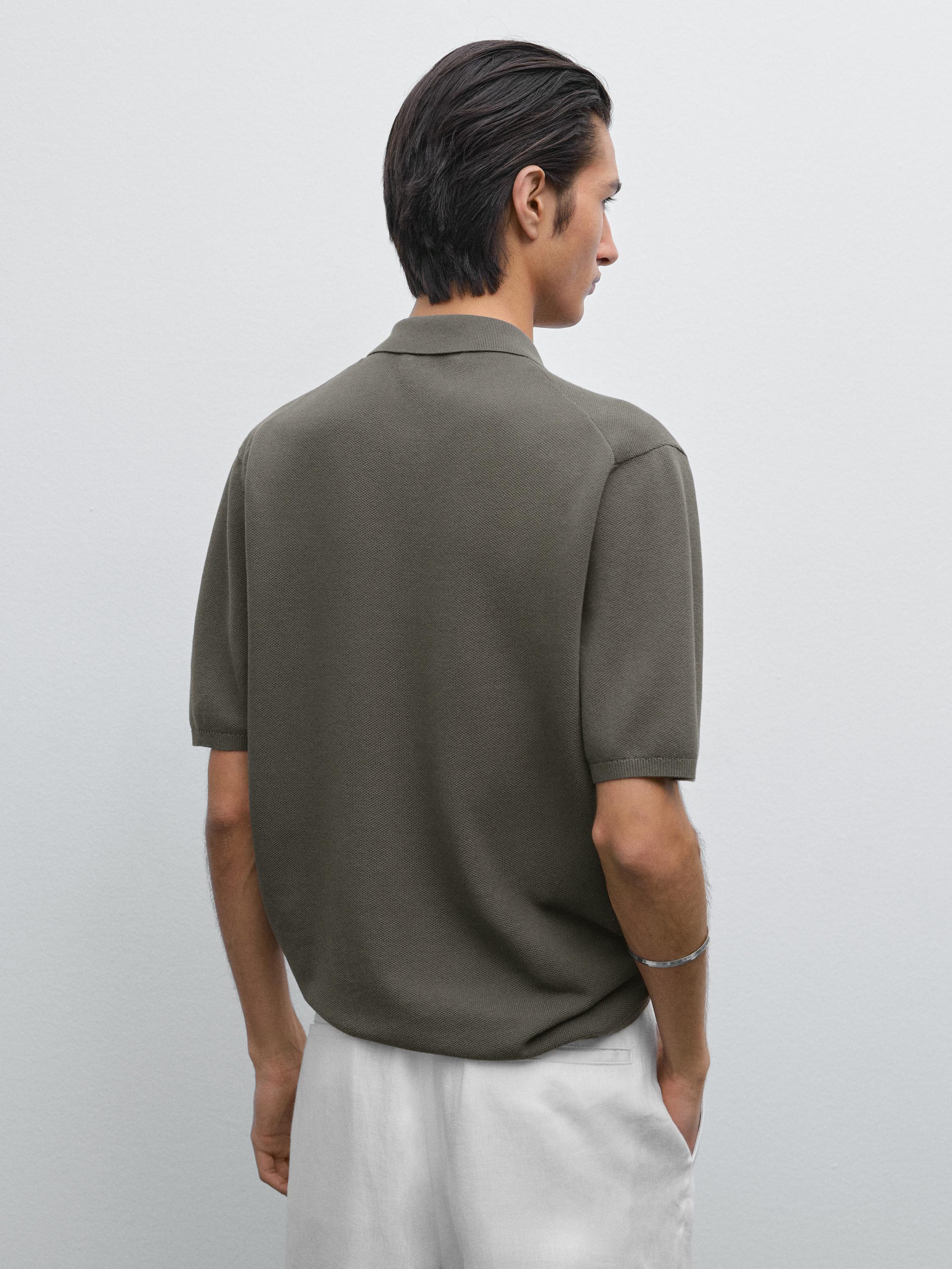 100% cotton textured knit polo shirt