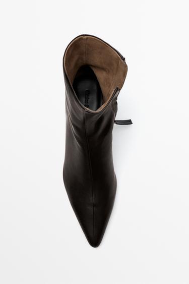 Low heel leather ankle boot — BROWN 3