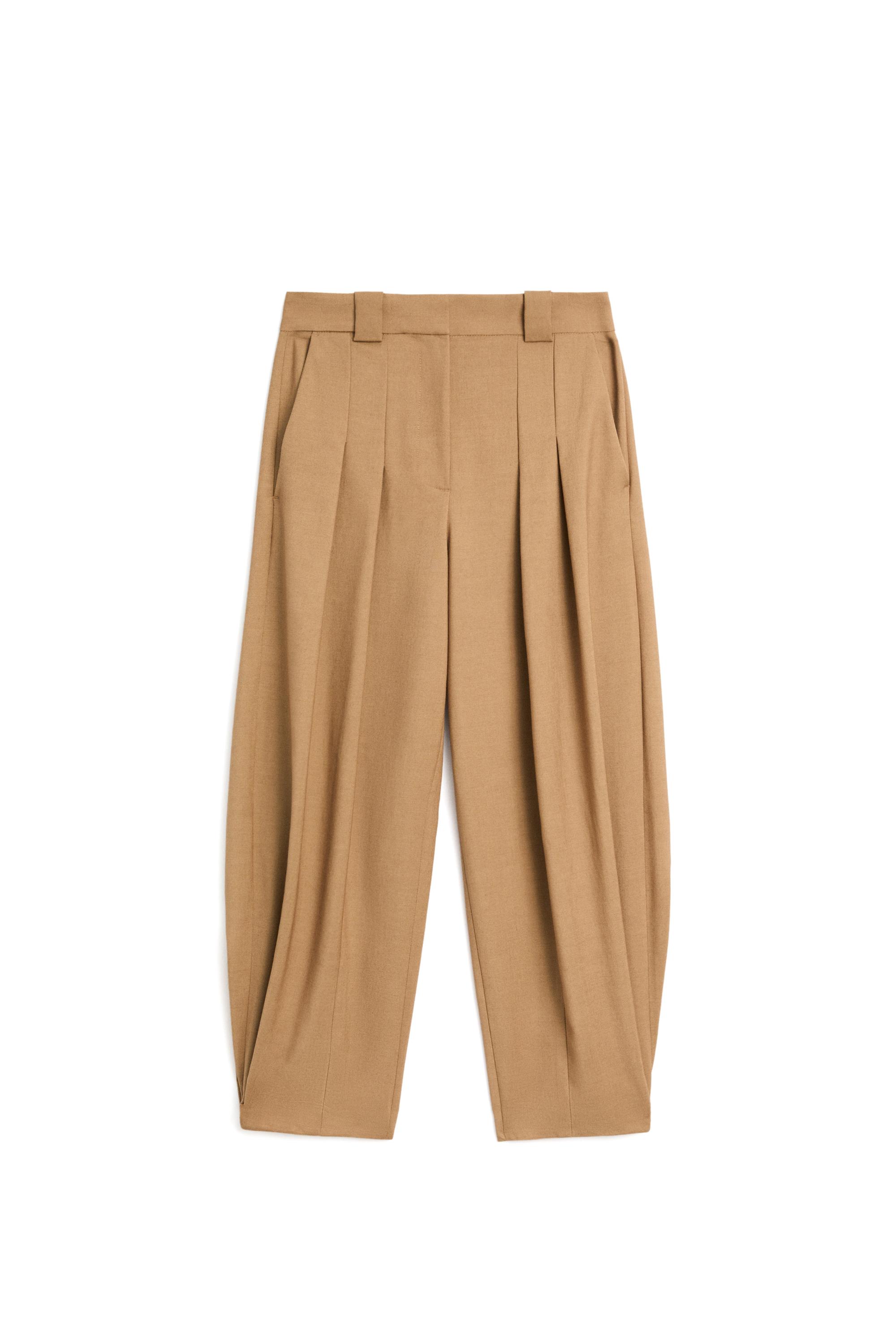 Pleated wool-blend pants — CAMEL