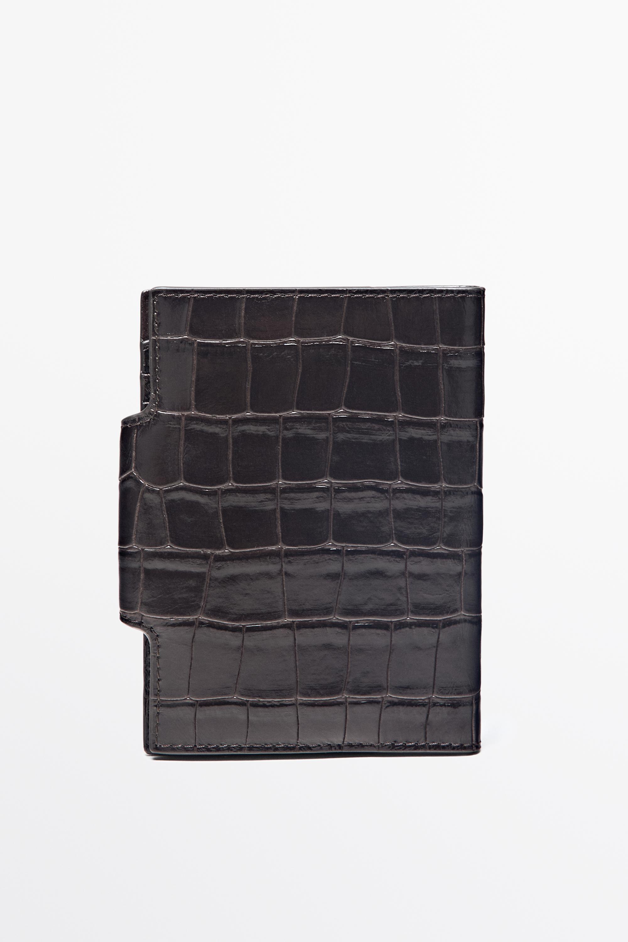 Crocodile-textured leather passport holder