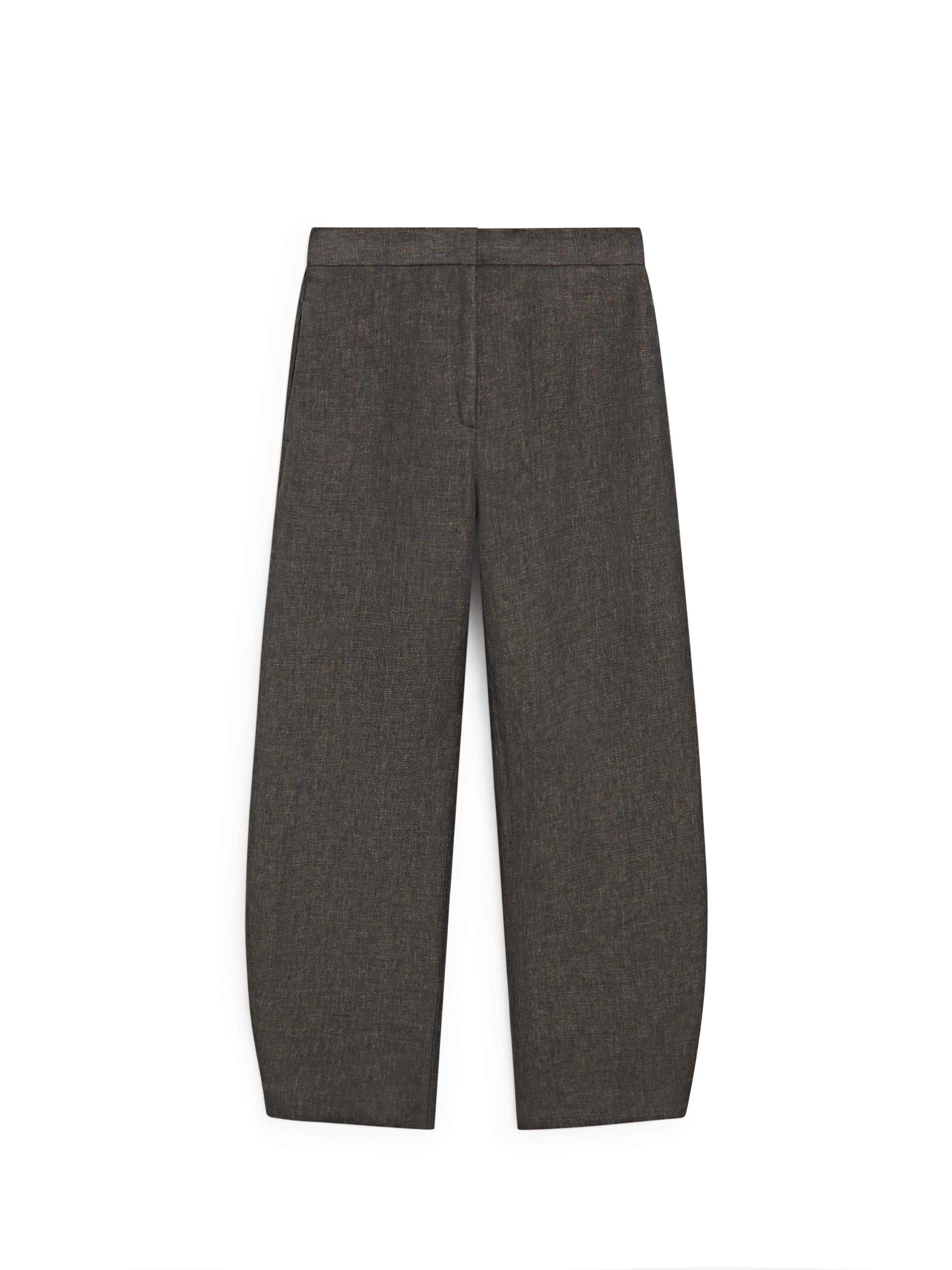Linen barrel fit trousers — Chocolate