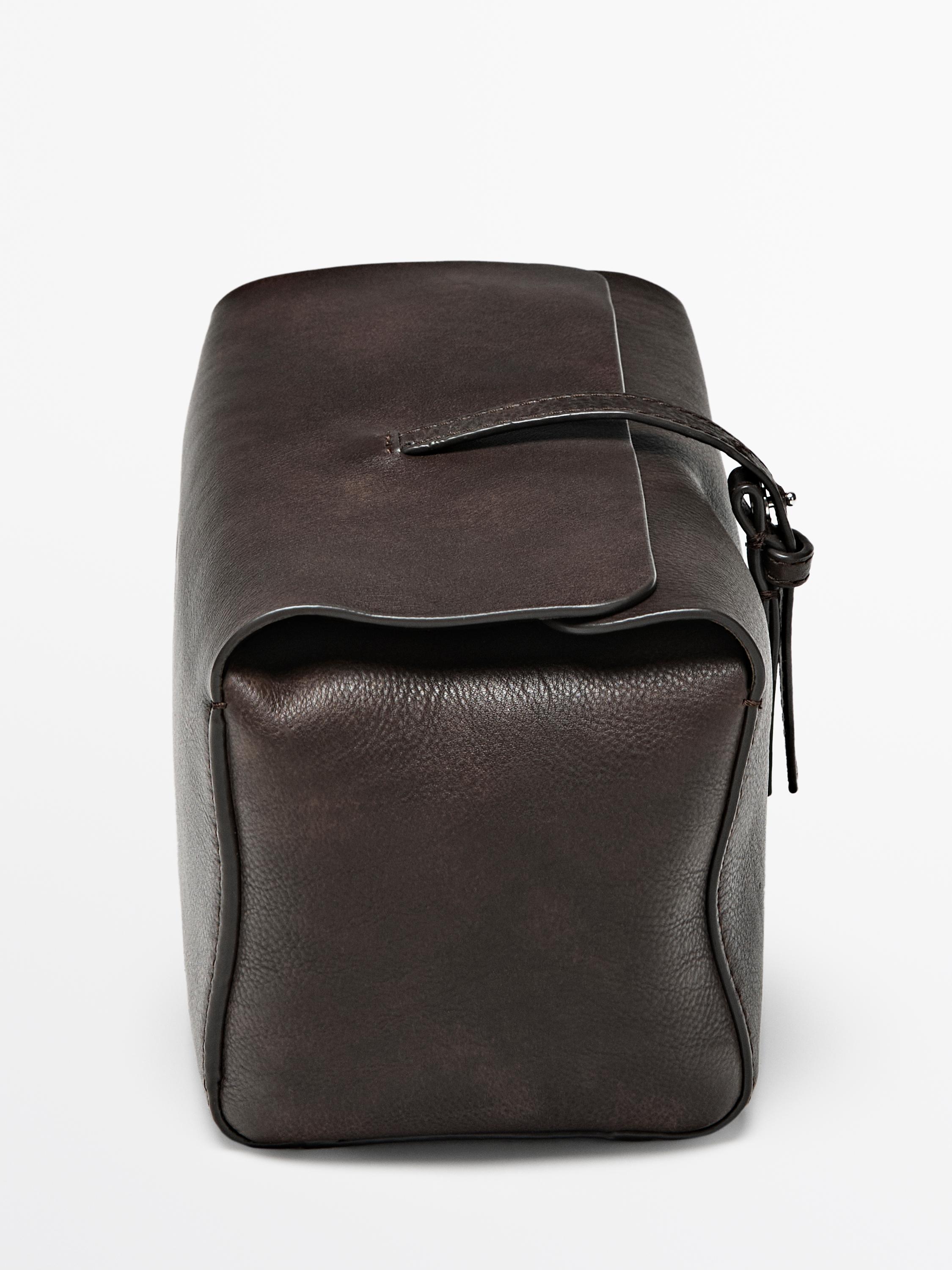 Nappa leather toiletry bag — BROWN