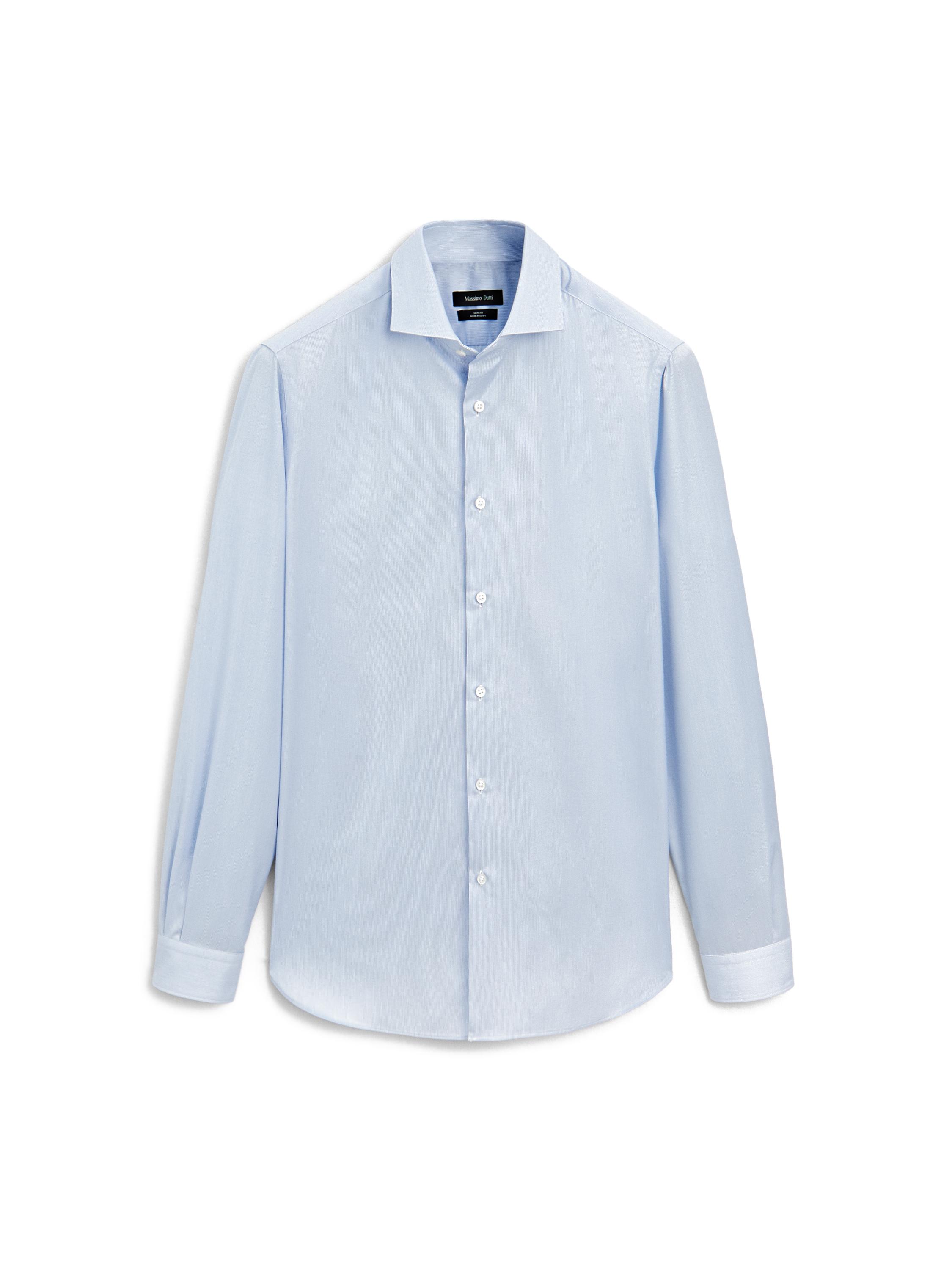 Slim fit micro-striped shirt — SKY BLUE