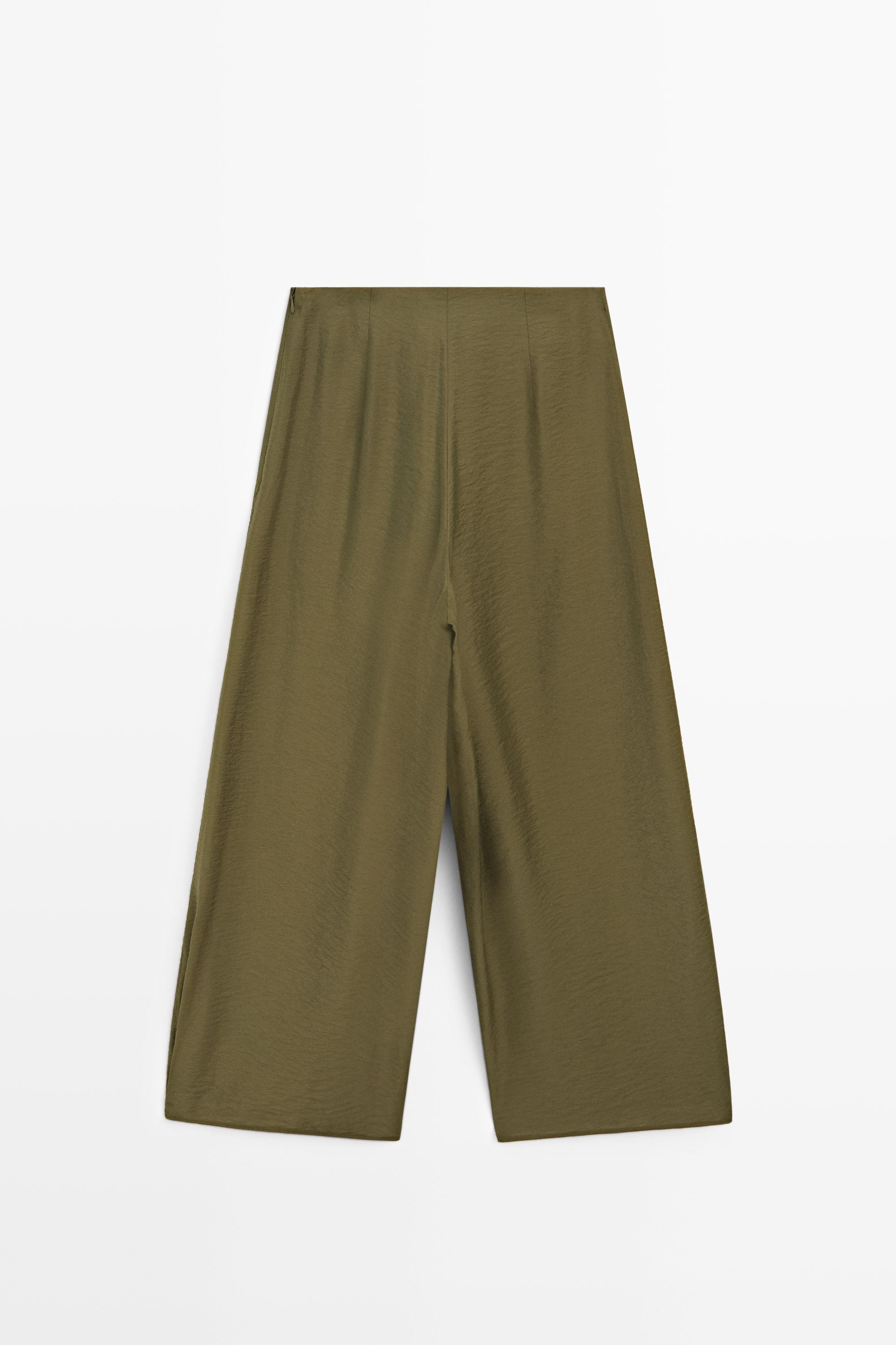 Massimo Dutti Dökümlü geniş paça total look pantolon görsel 8