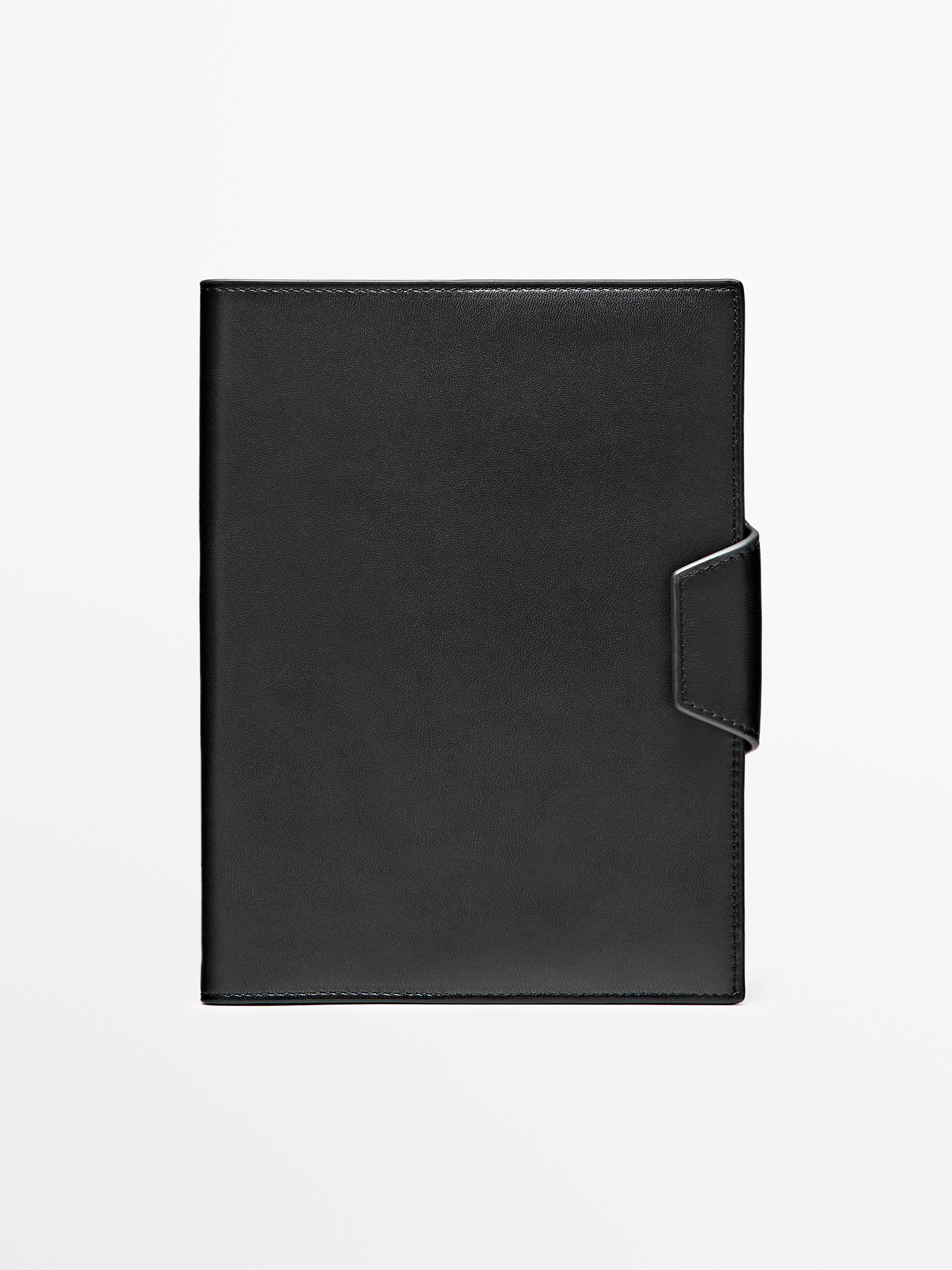 Nappa leather notebook cover — BLACK