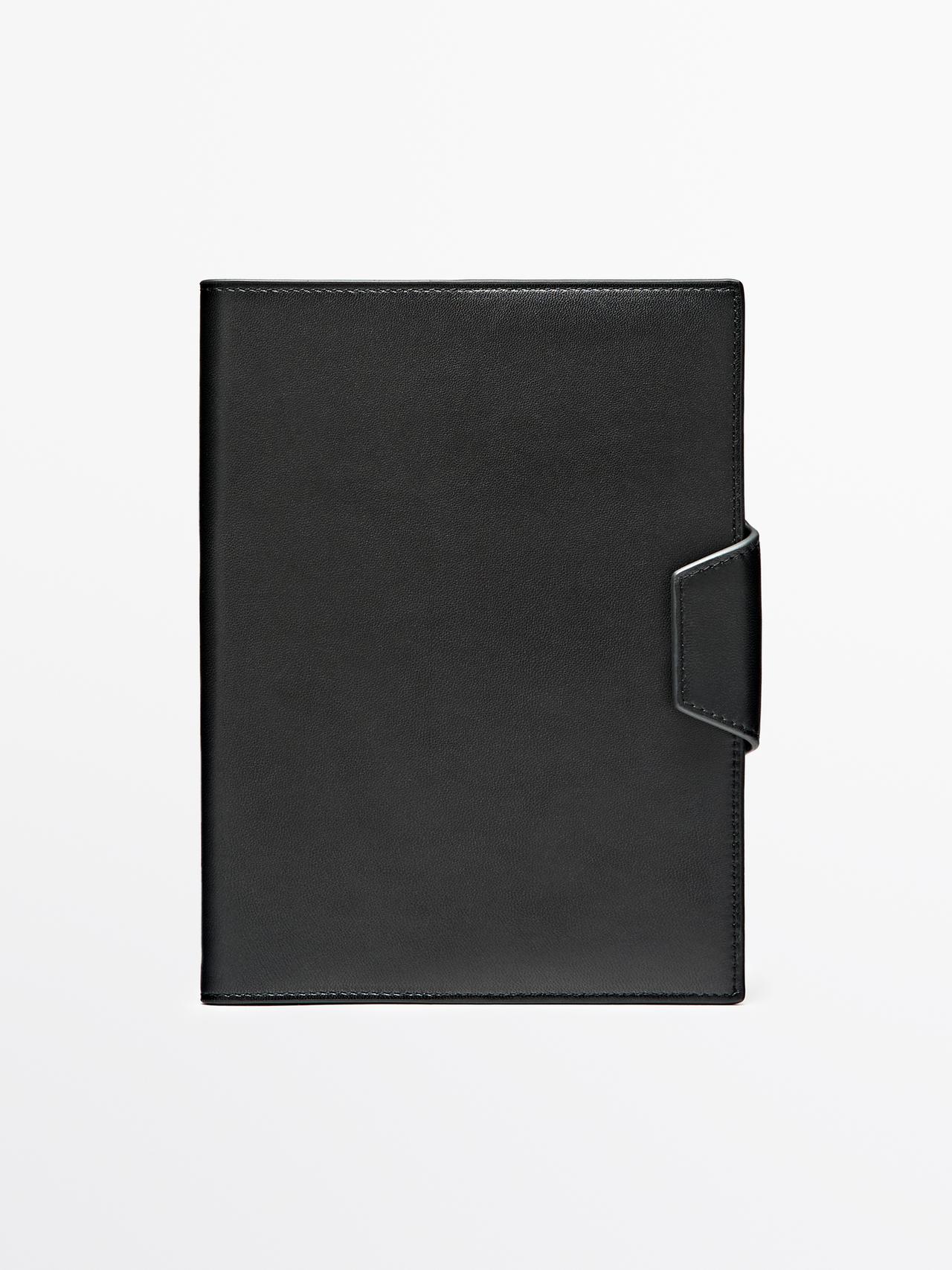 Housse Pour Carnet En Cuir Nappa - Noir - 01 - Massimo Dutti - Femme