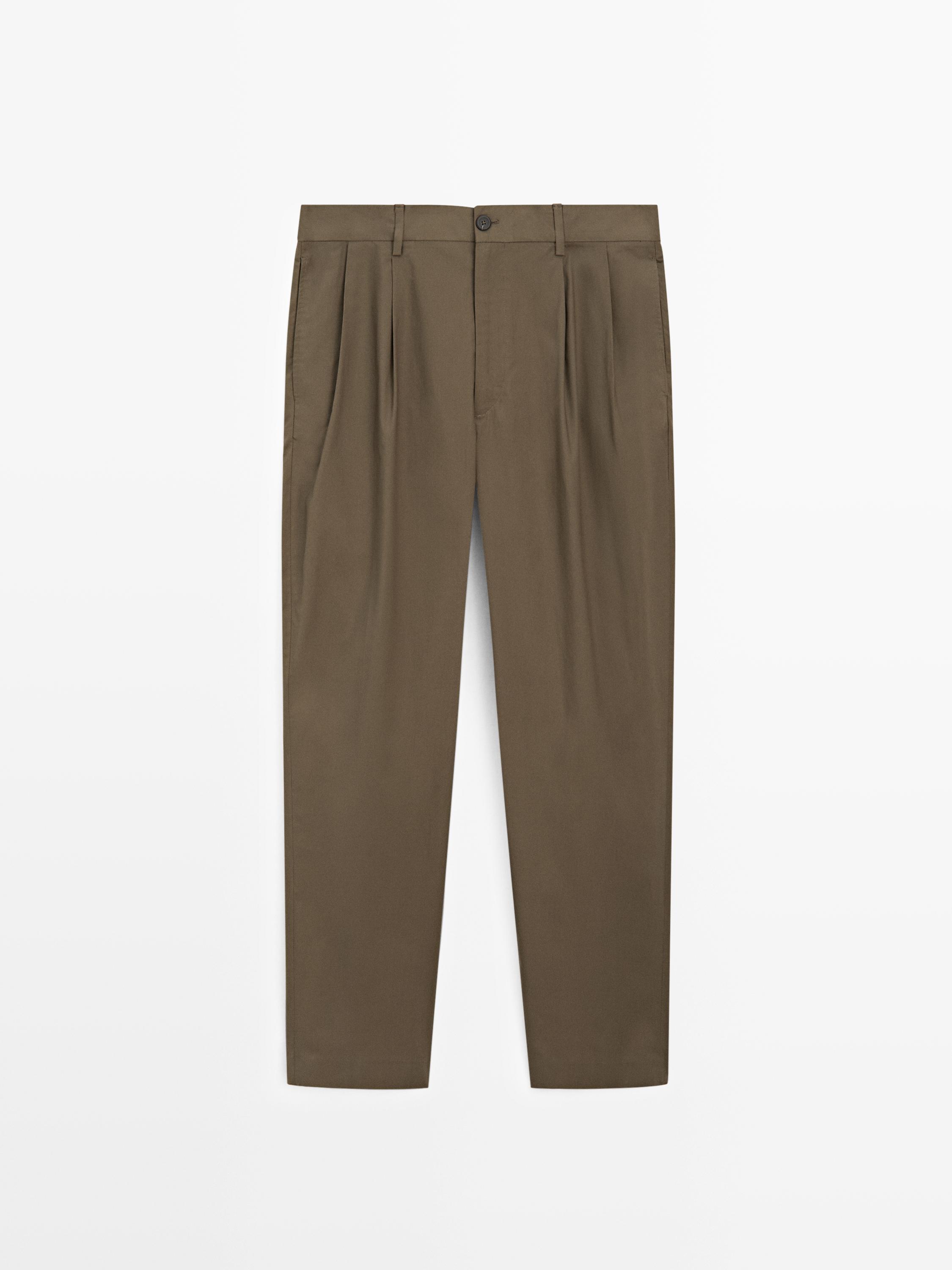 Cotton trousers with double darts