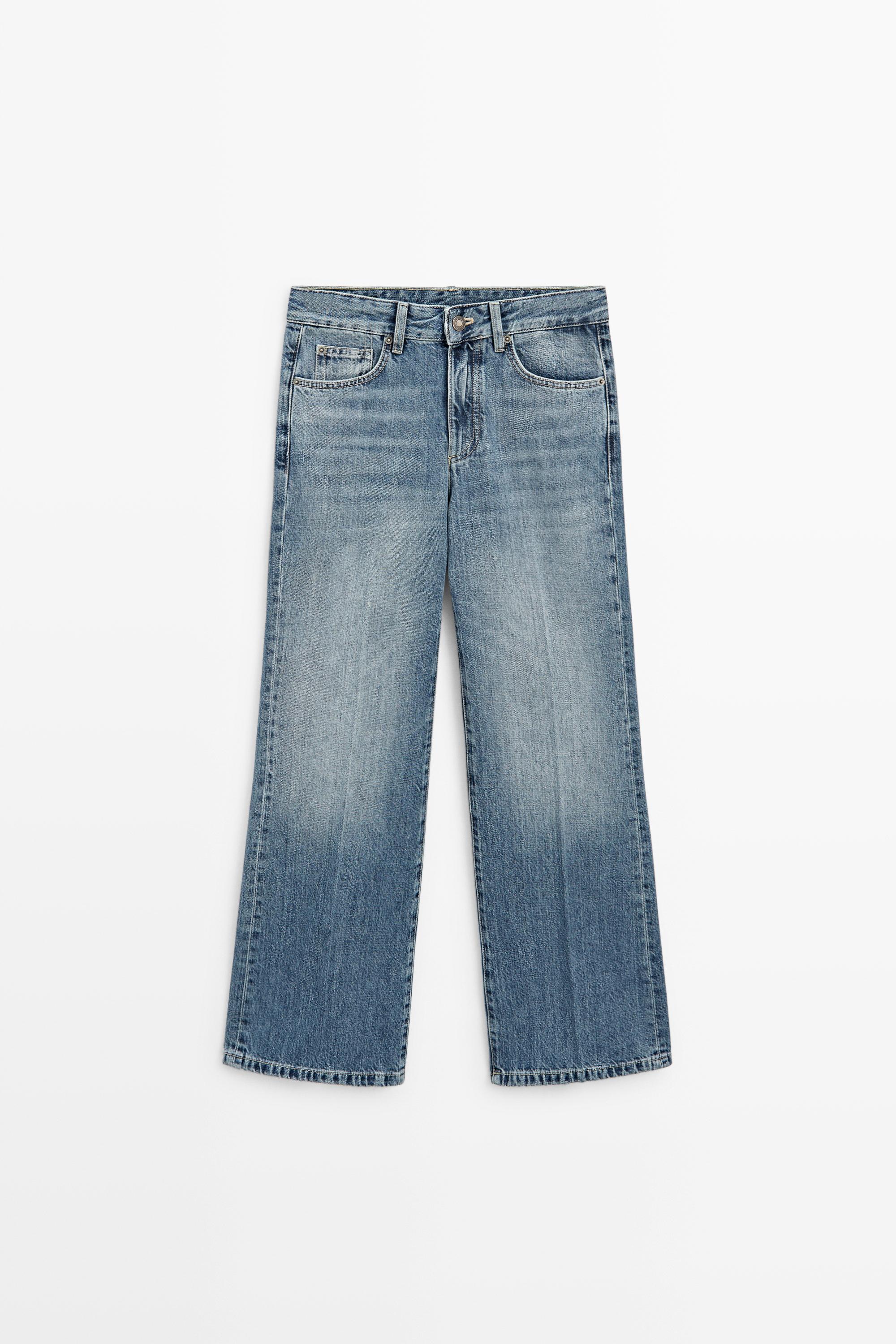 Quần jeans lửng dáng quả chuông cạp vừa