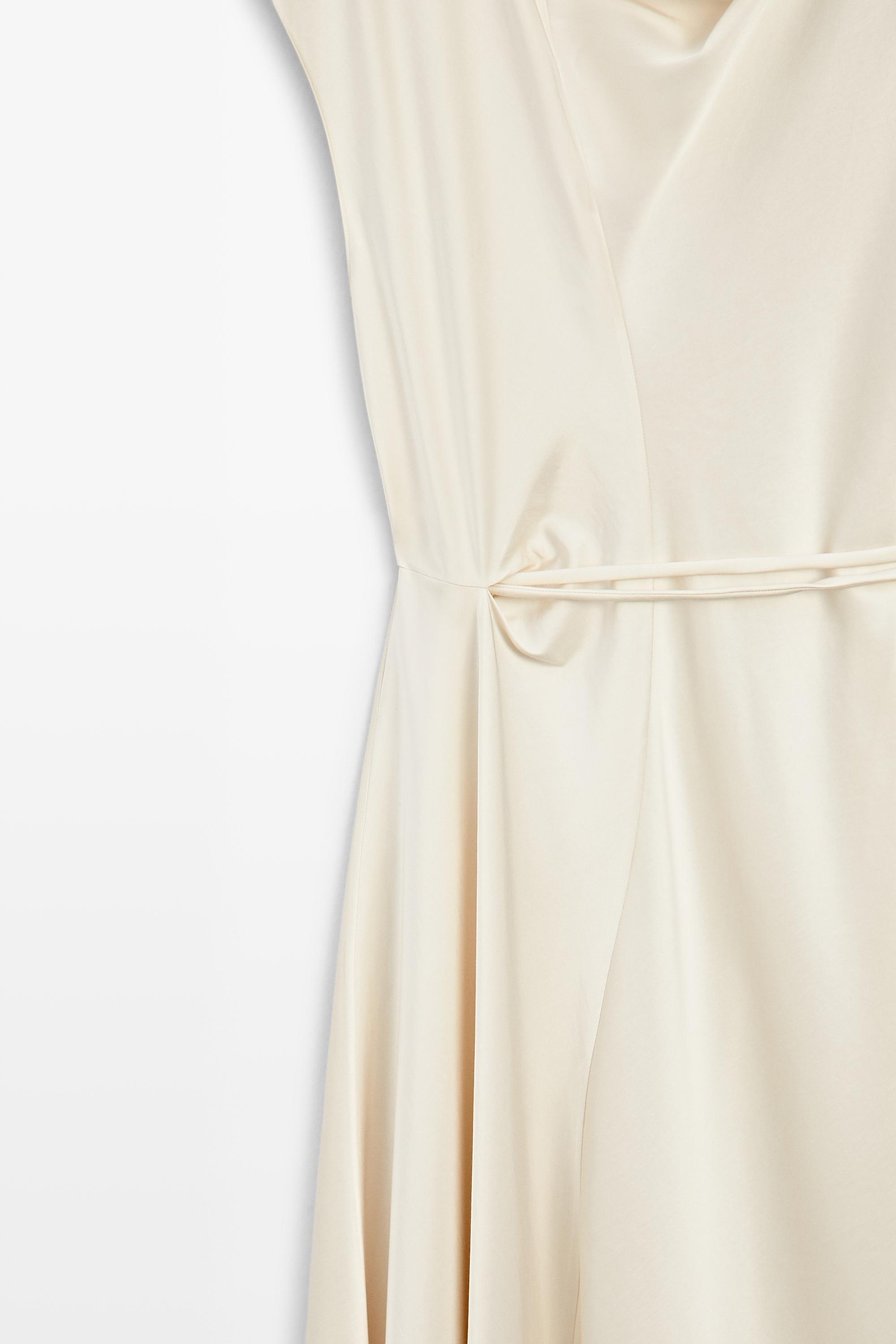 Draped Neckline Flowing Dress - STUDIO — CREAM
