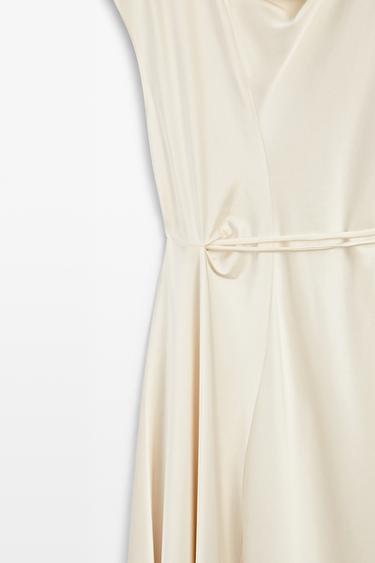 Draped Neckline Flowing Dress - STUDIO — CREAM 7