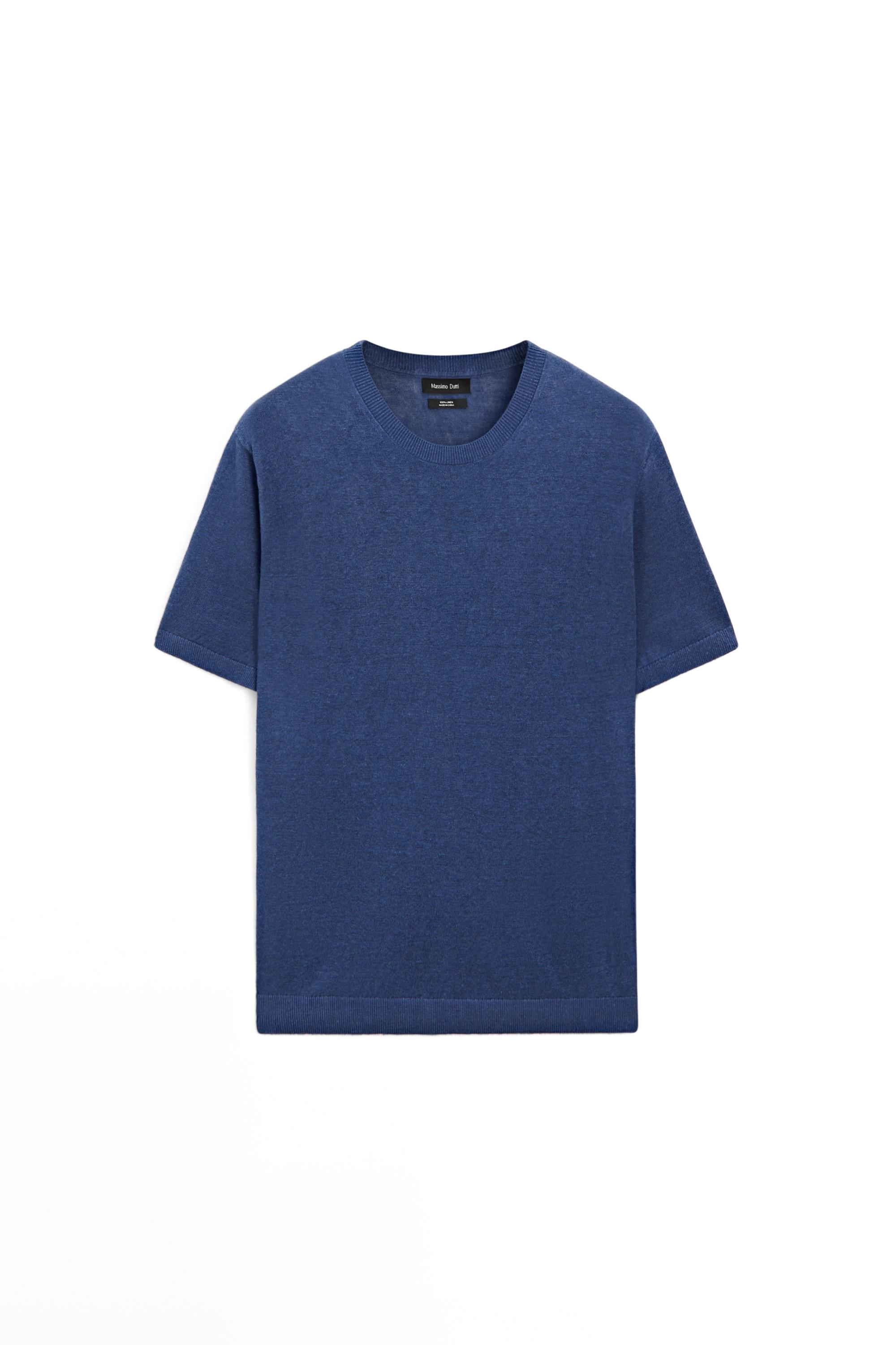 Lightweight 100% linen knit T-shirt — BLUISH