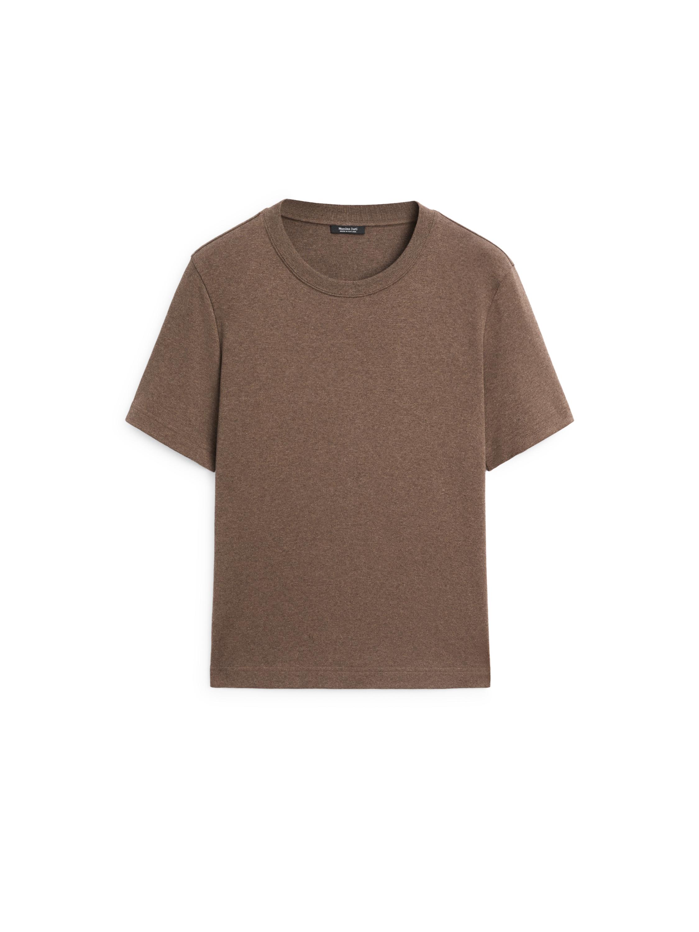 100% cotton interlock crew neck T-shirt — BROWN MARL