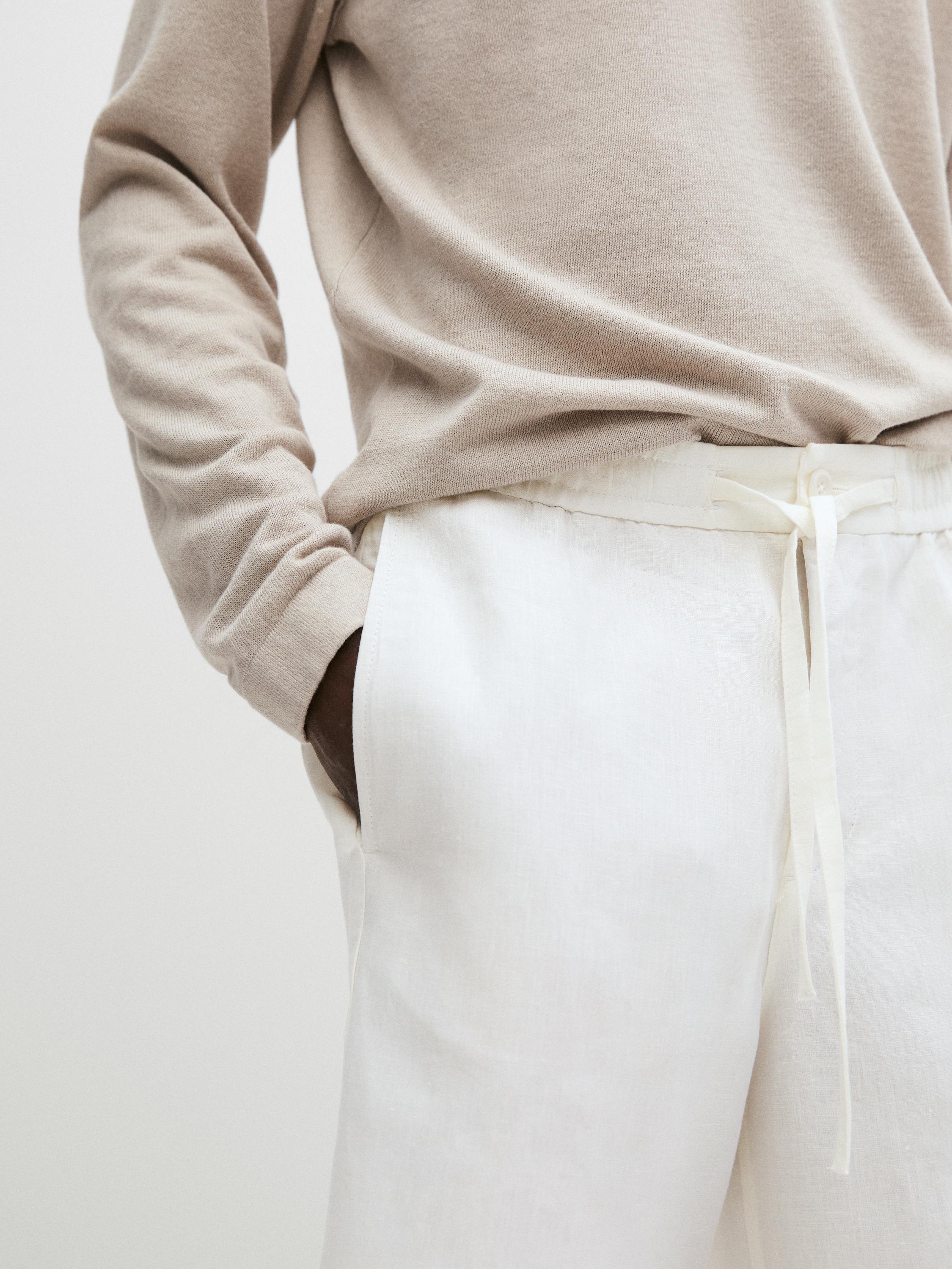 100% linen short Bermuda shorts — Off white