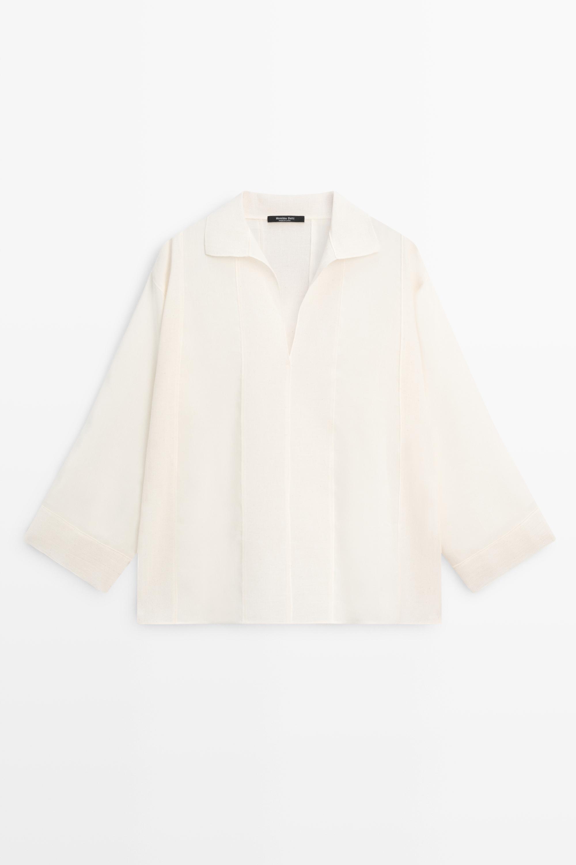 Flowing blouse with seam details — CREAM