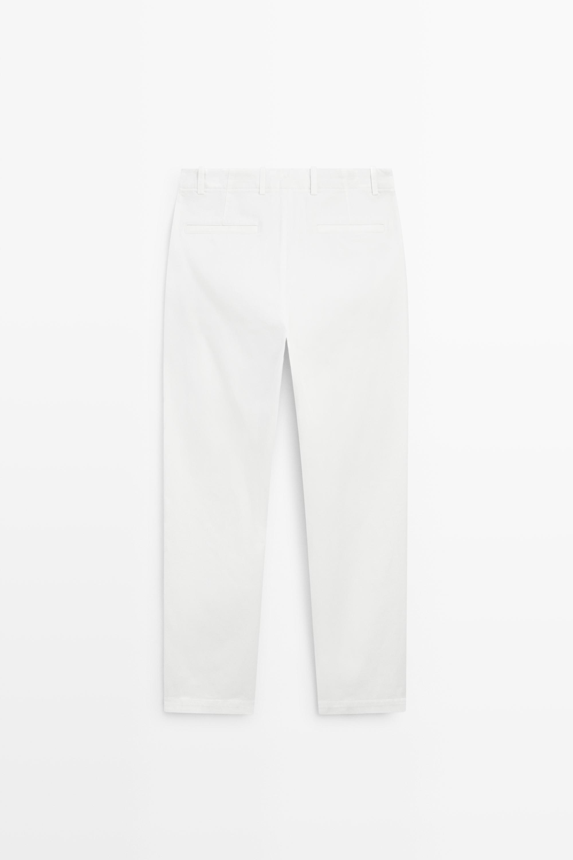 Cotton blend straight-leg pants — Off white