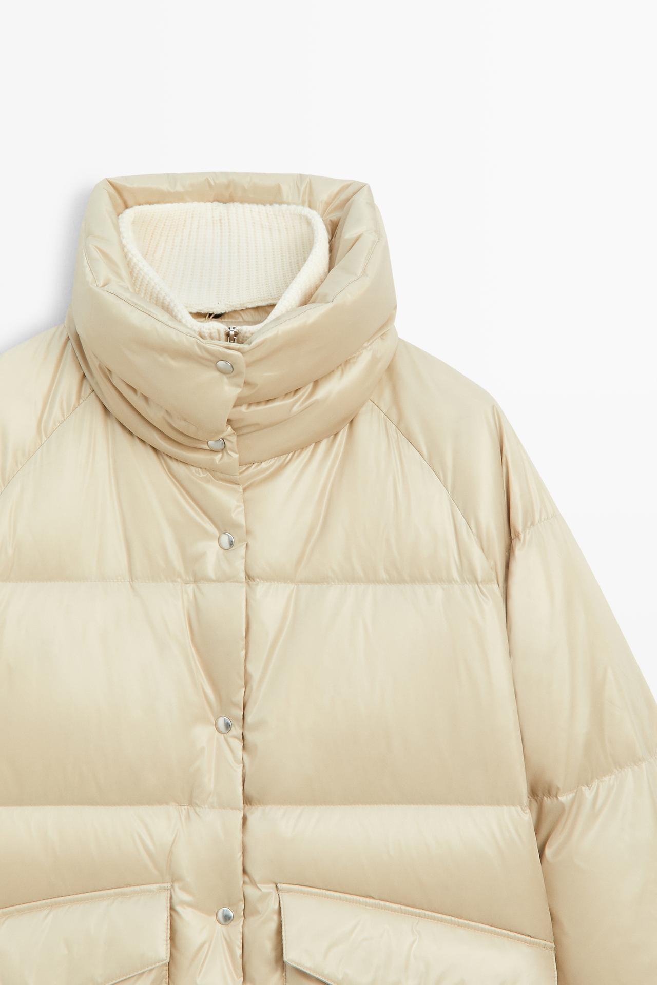 High-neck down jacket — CREAM