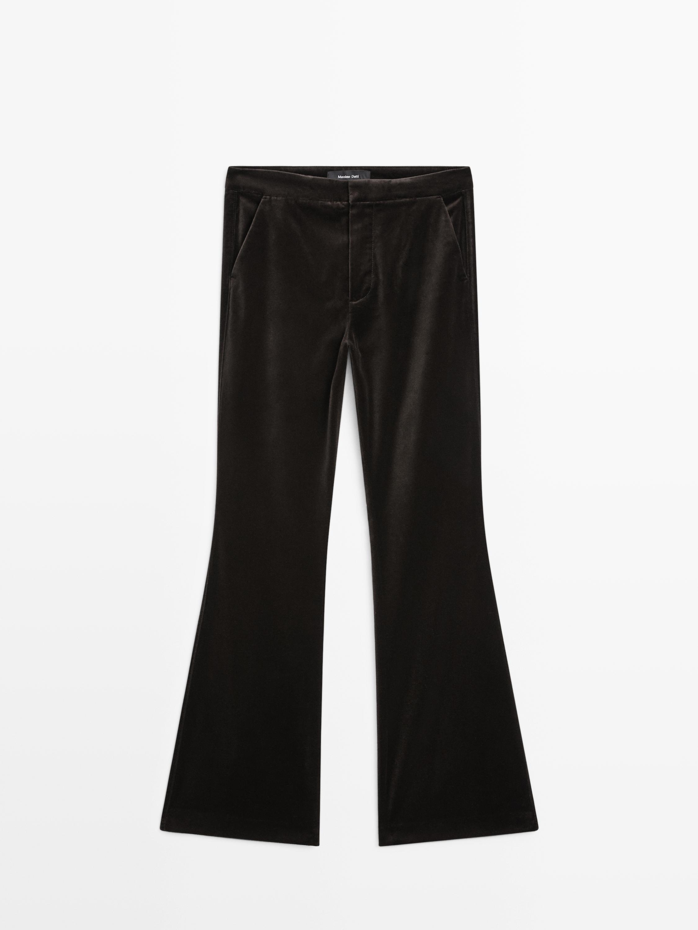 Skinny flare fit velvet trousers