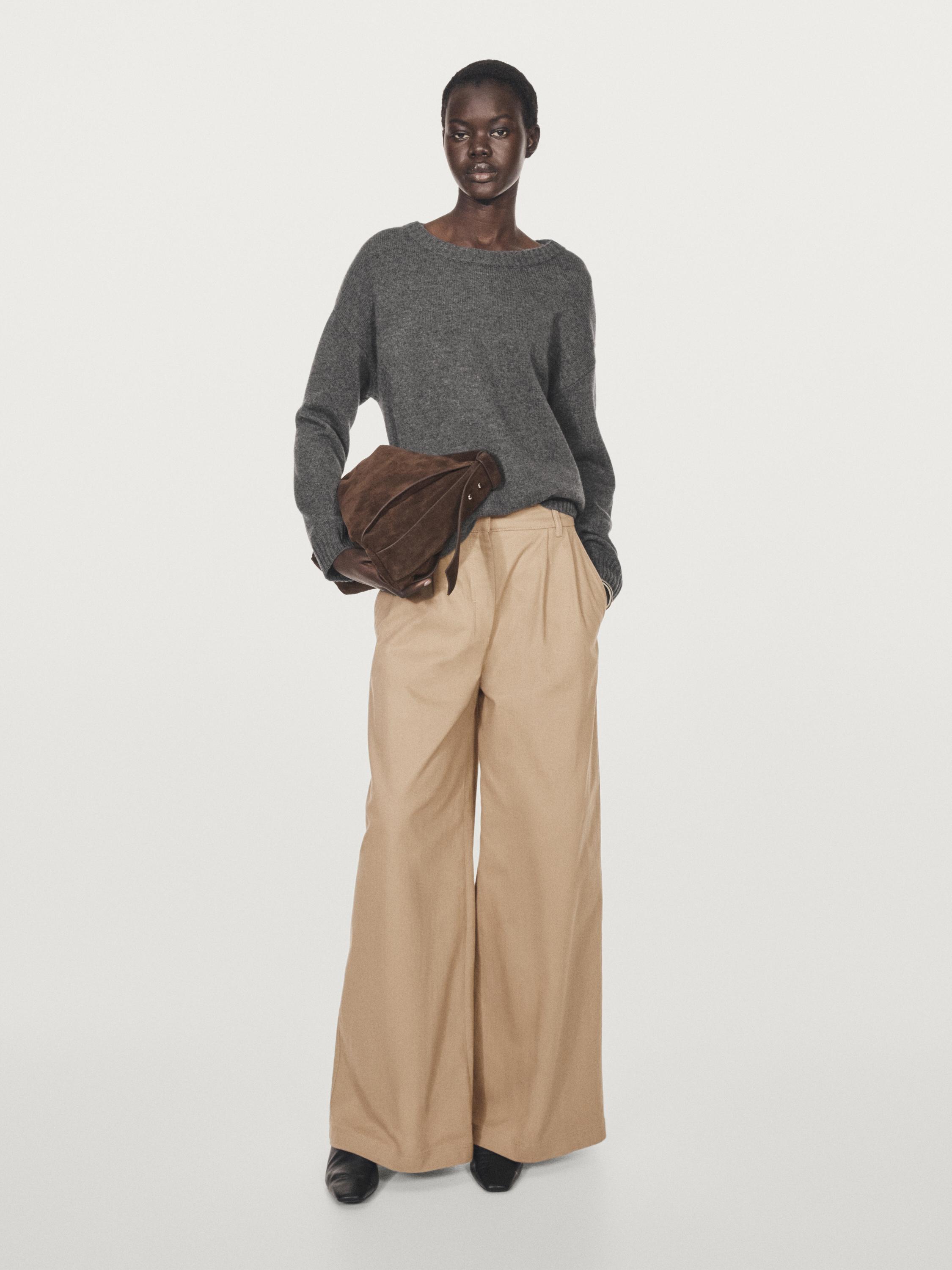 Wide-leg darted trousers