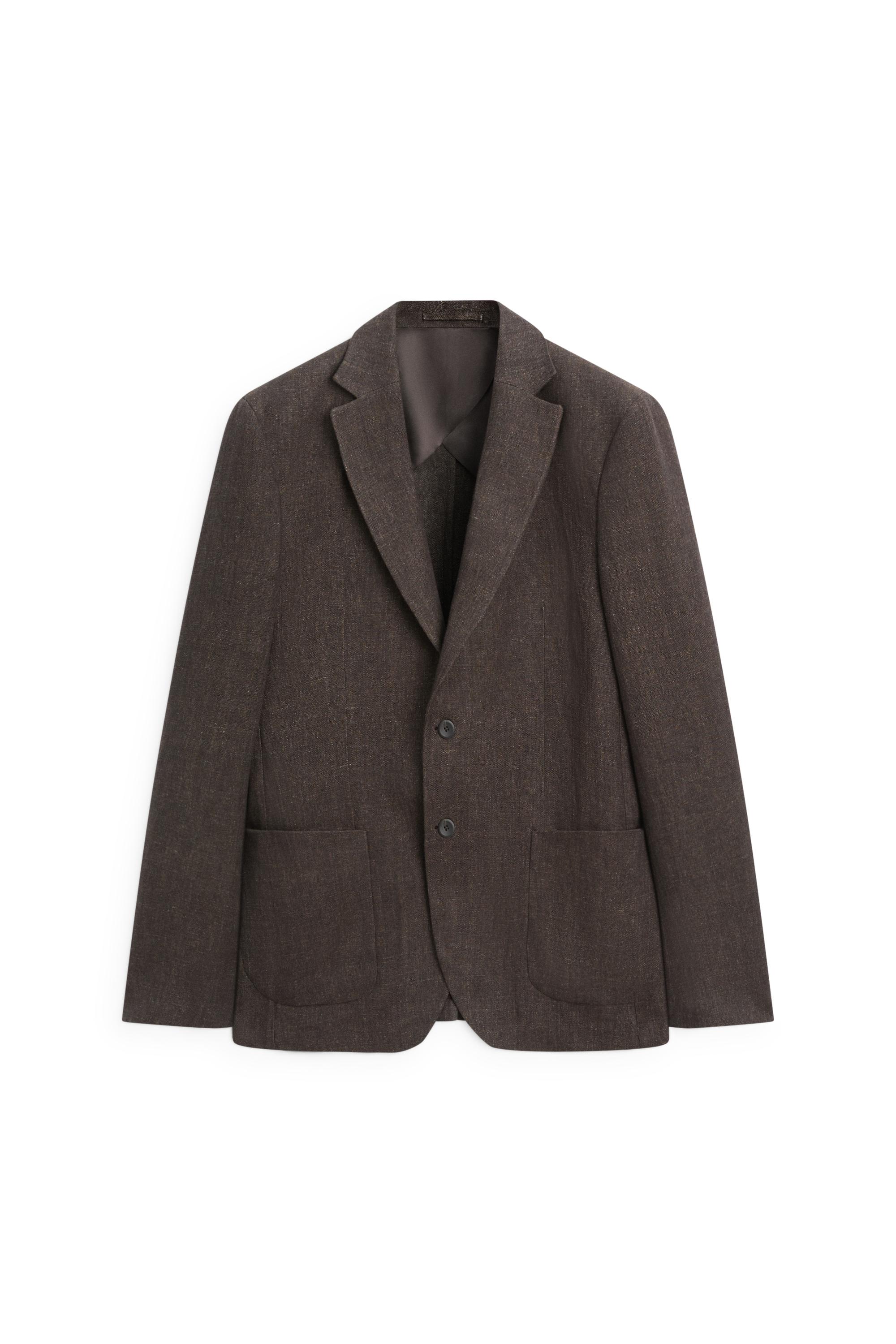 100% linen melange blazer — BROWN