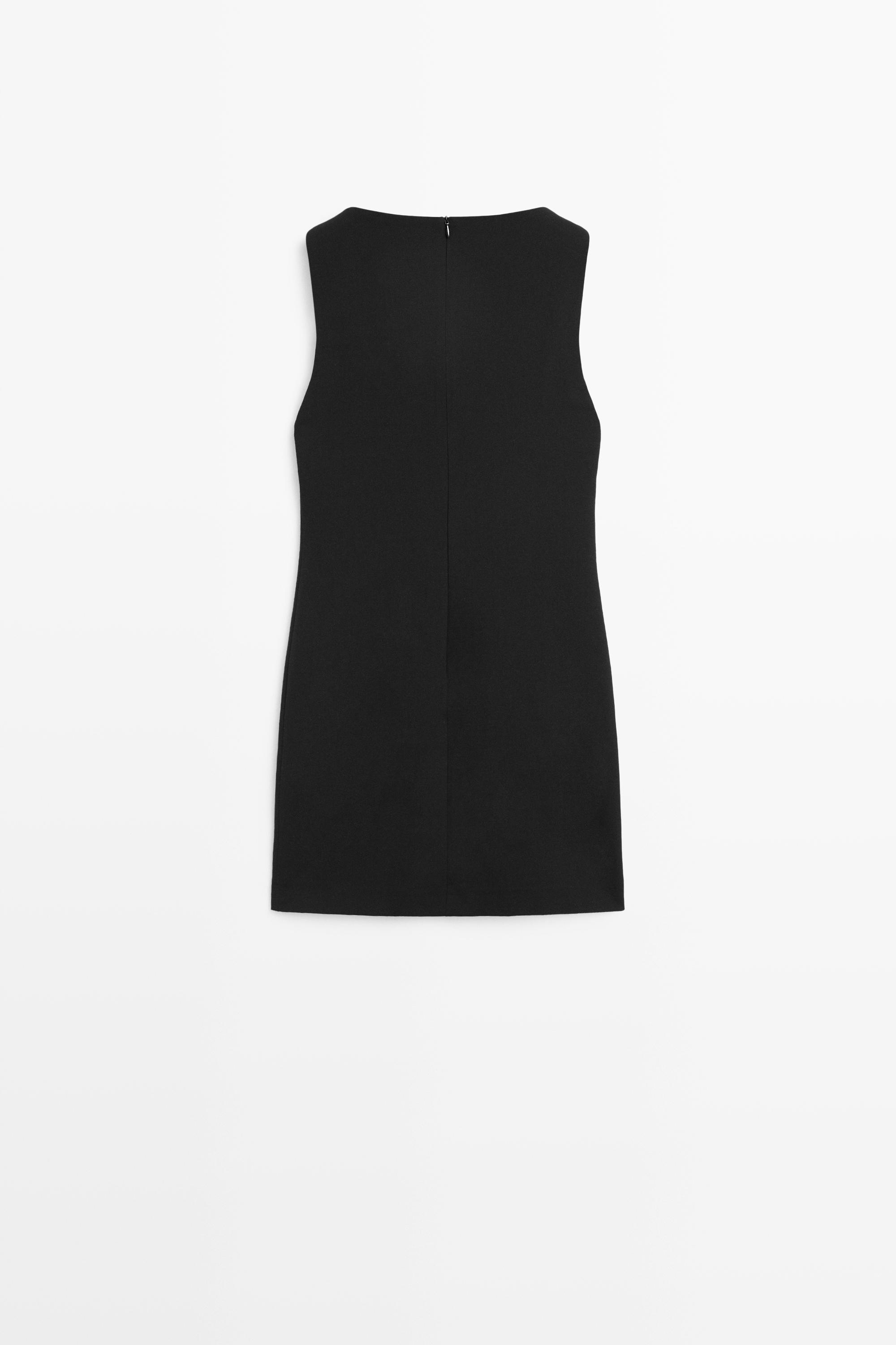 Boat neck mini dress — BLACK
