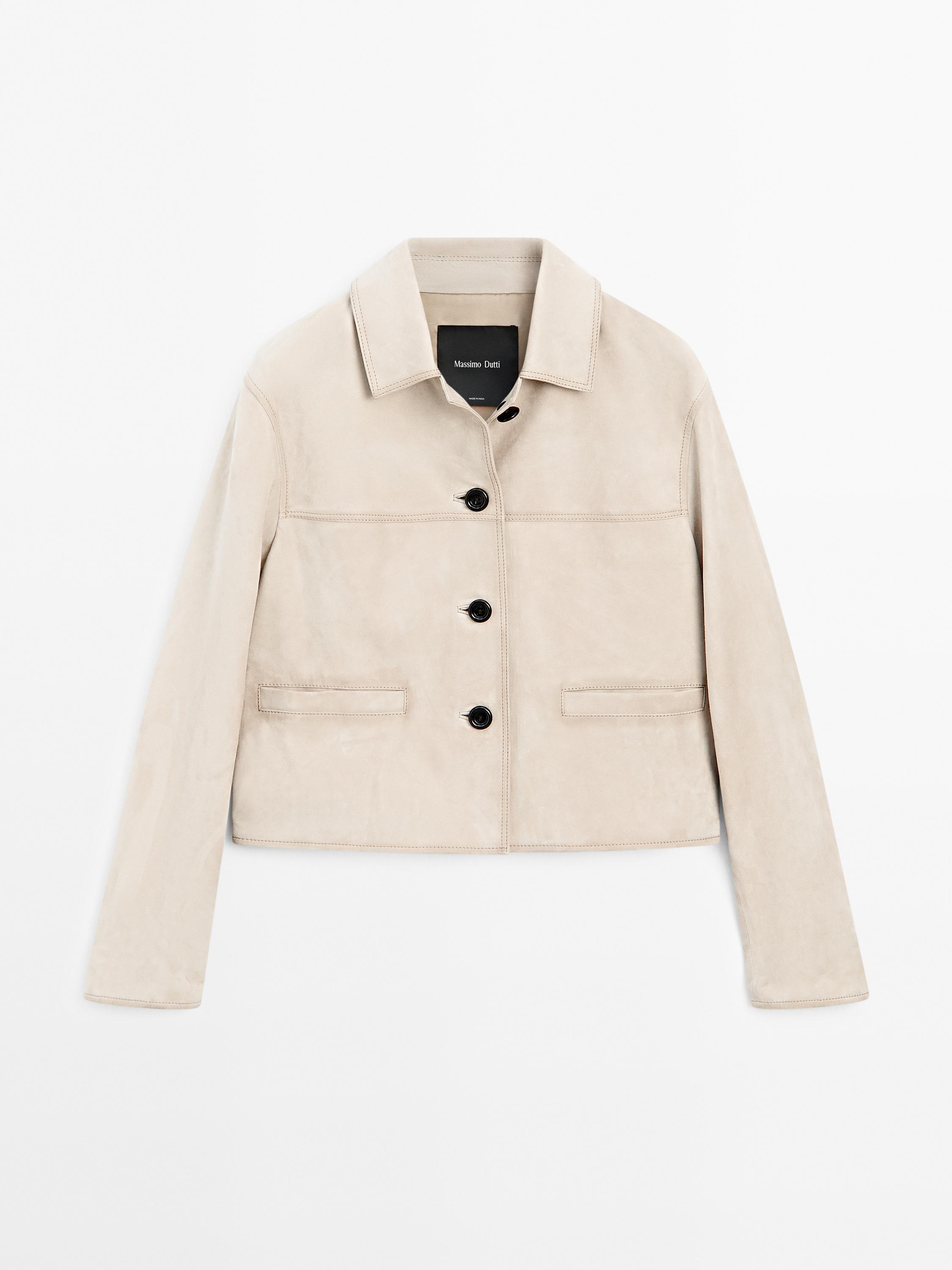 Short jacket with suede stitching