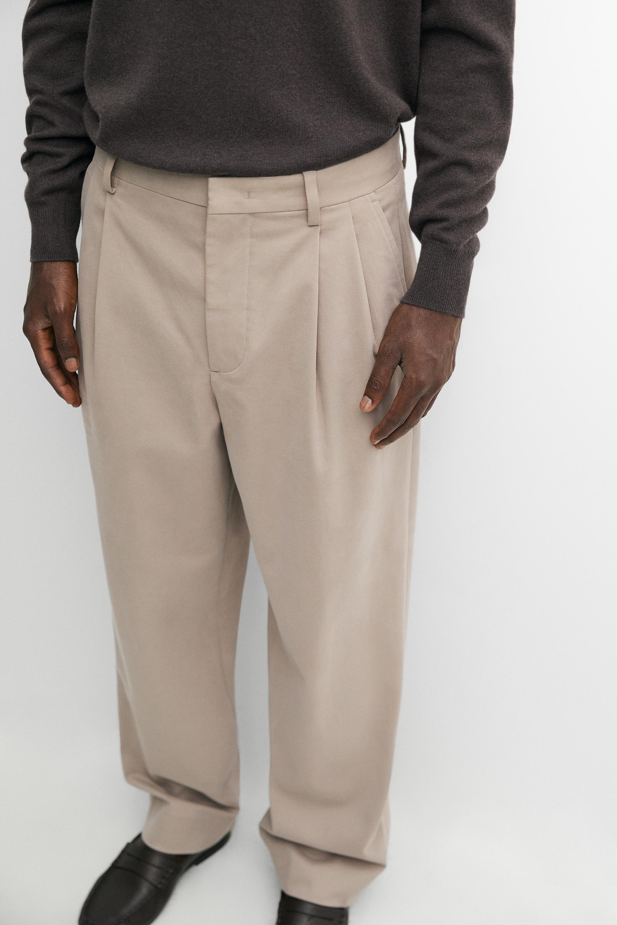 Cotton blend darted pants — TAUPE GREY