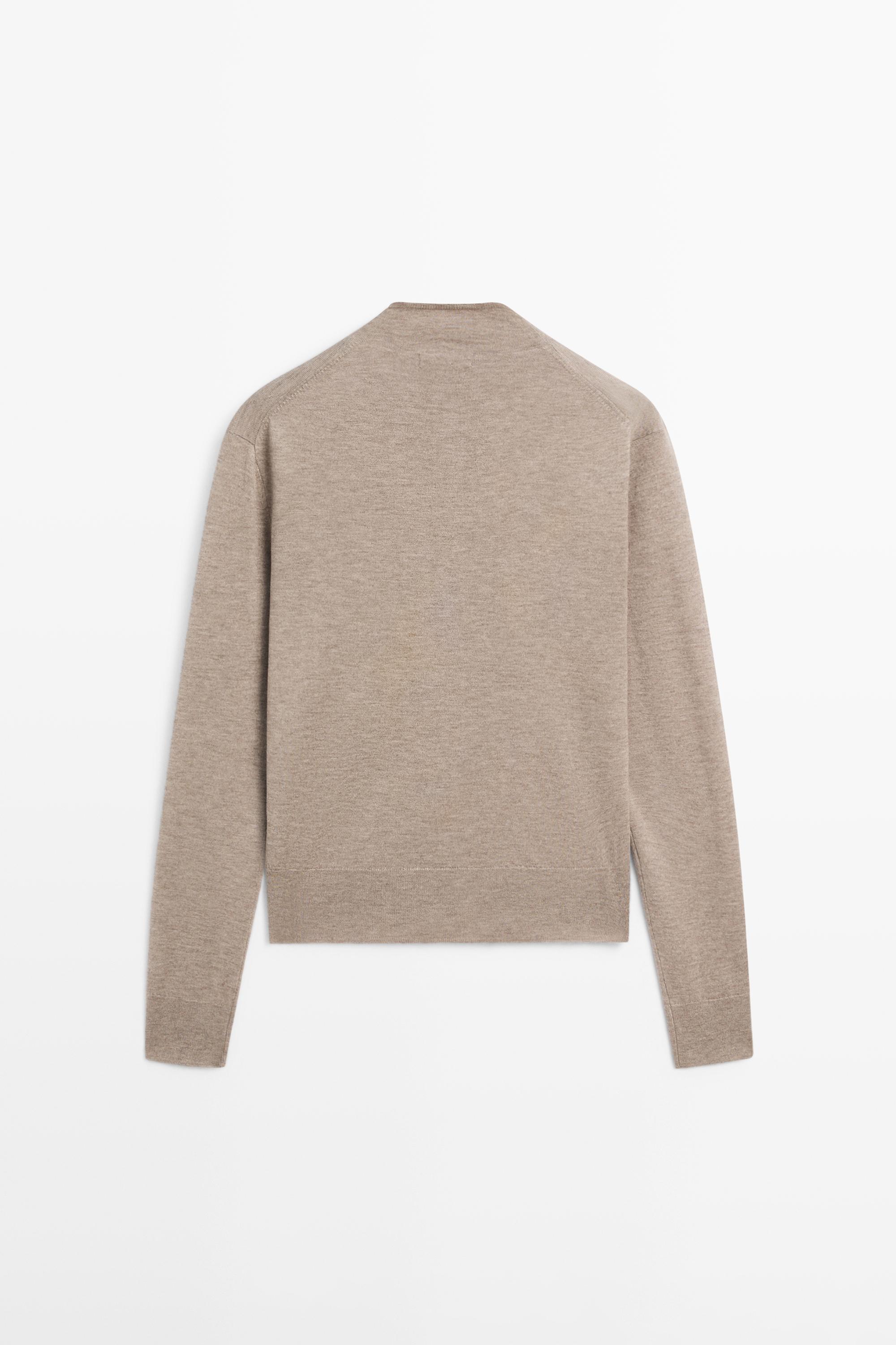 Buttoned mock turtleneck knit sweater — MEDIUM ECRU