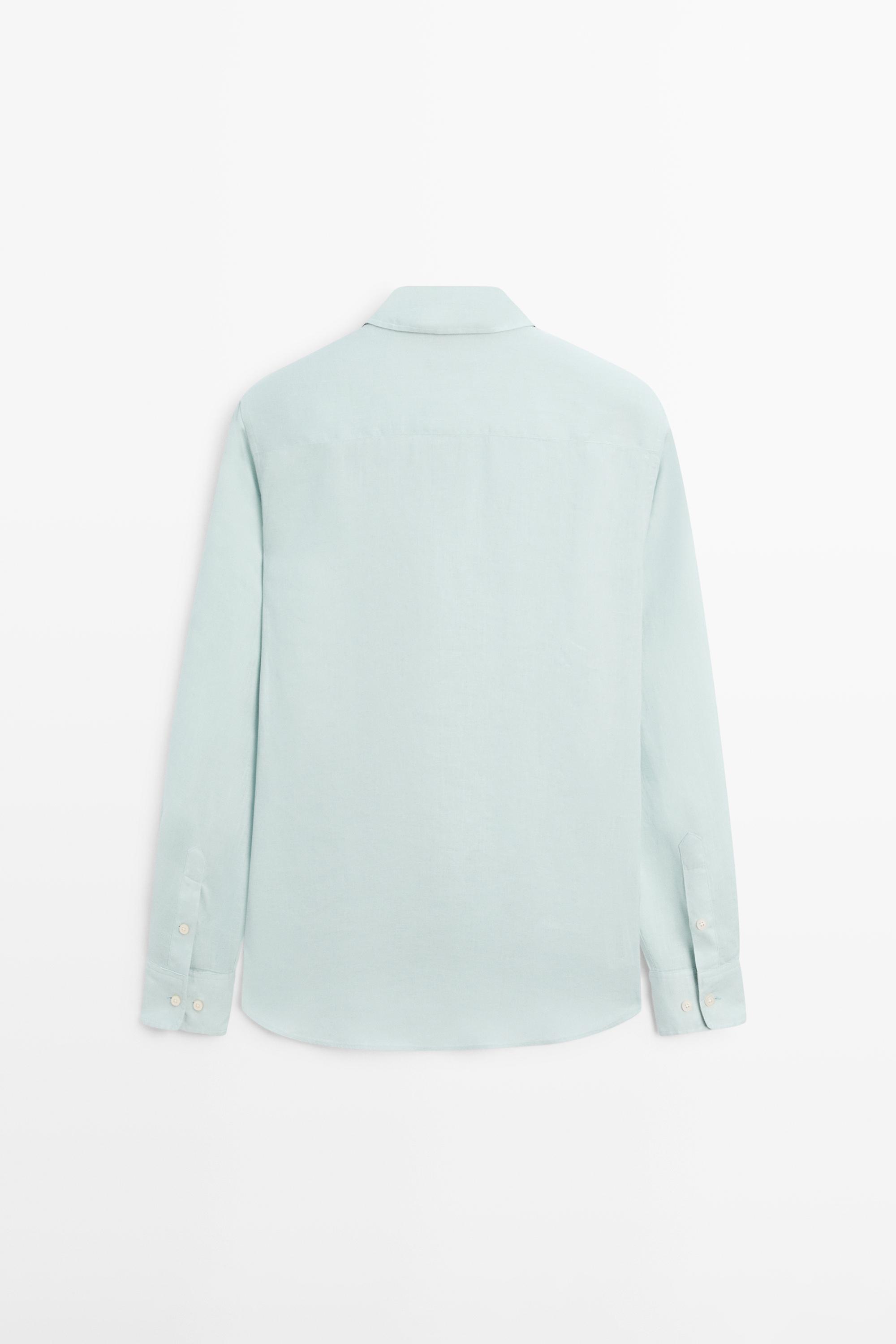 100% linen slim fit shirt — PALE GREEN