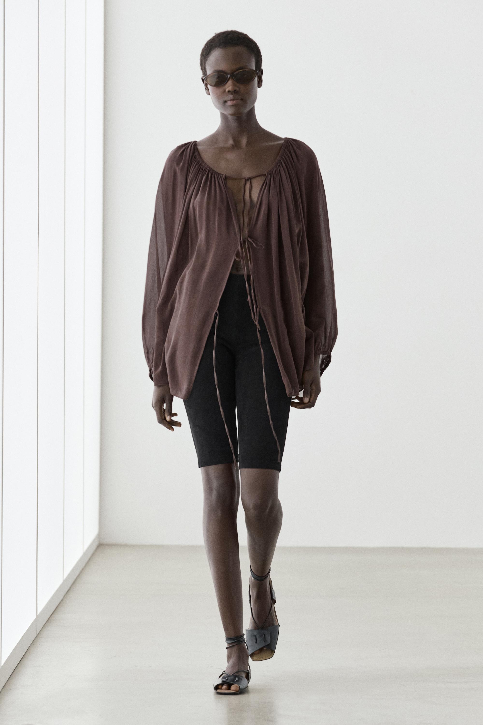 Suede leather cycling shorts — BLACK