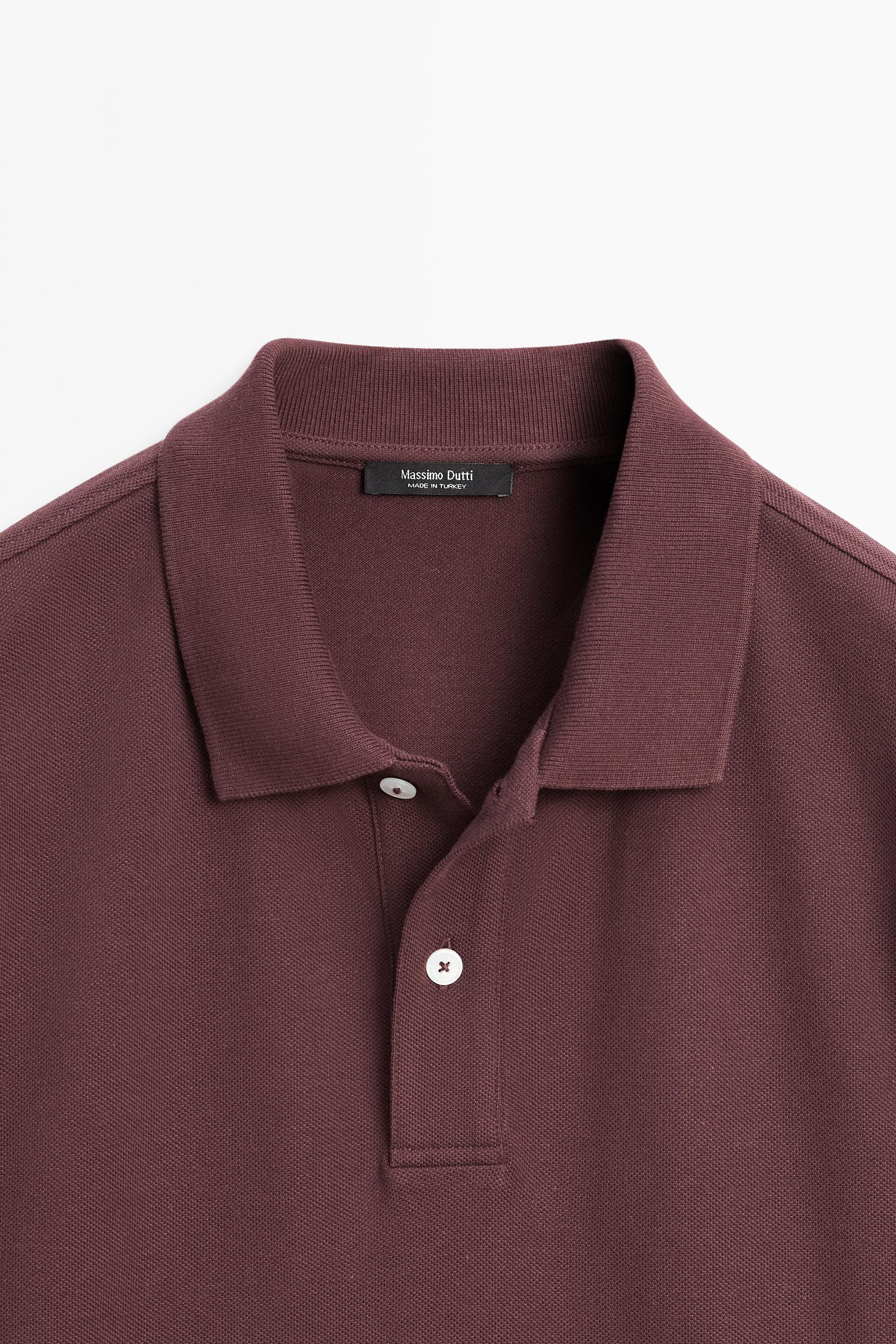 Micro-textured cotton piqué polo shirt — MAROON