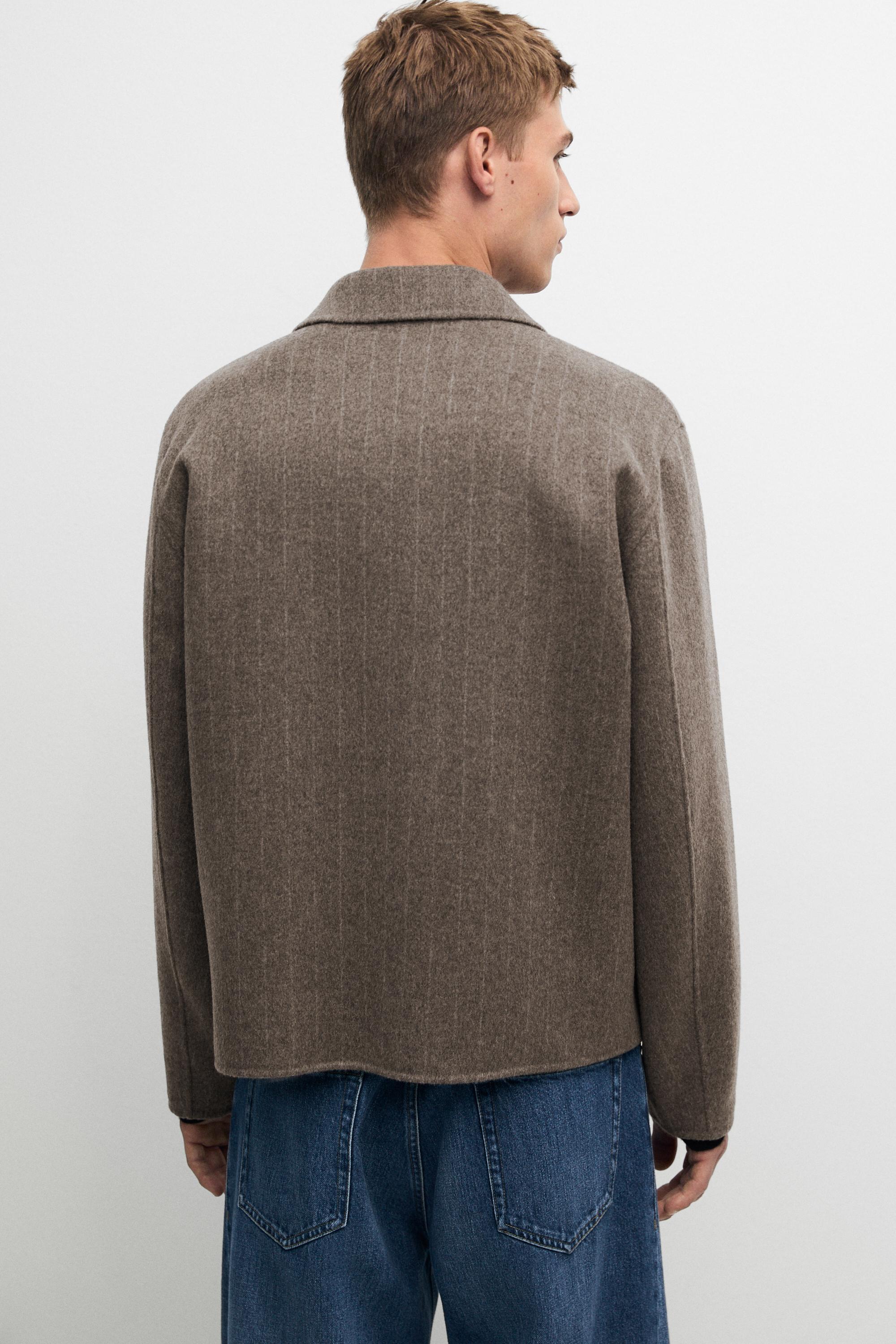 Striped double wool blend jacket — MINK