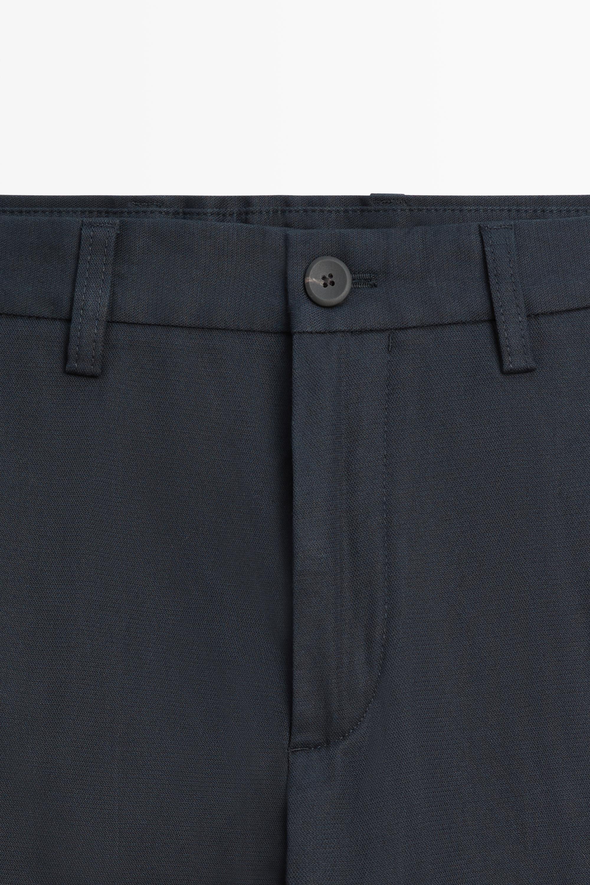 Cotton blend slim fit pants — NAVY BLUE