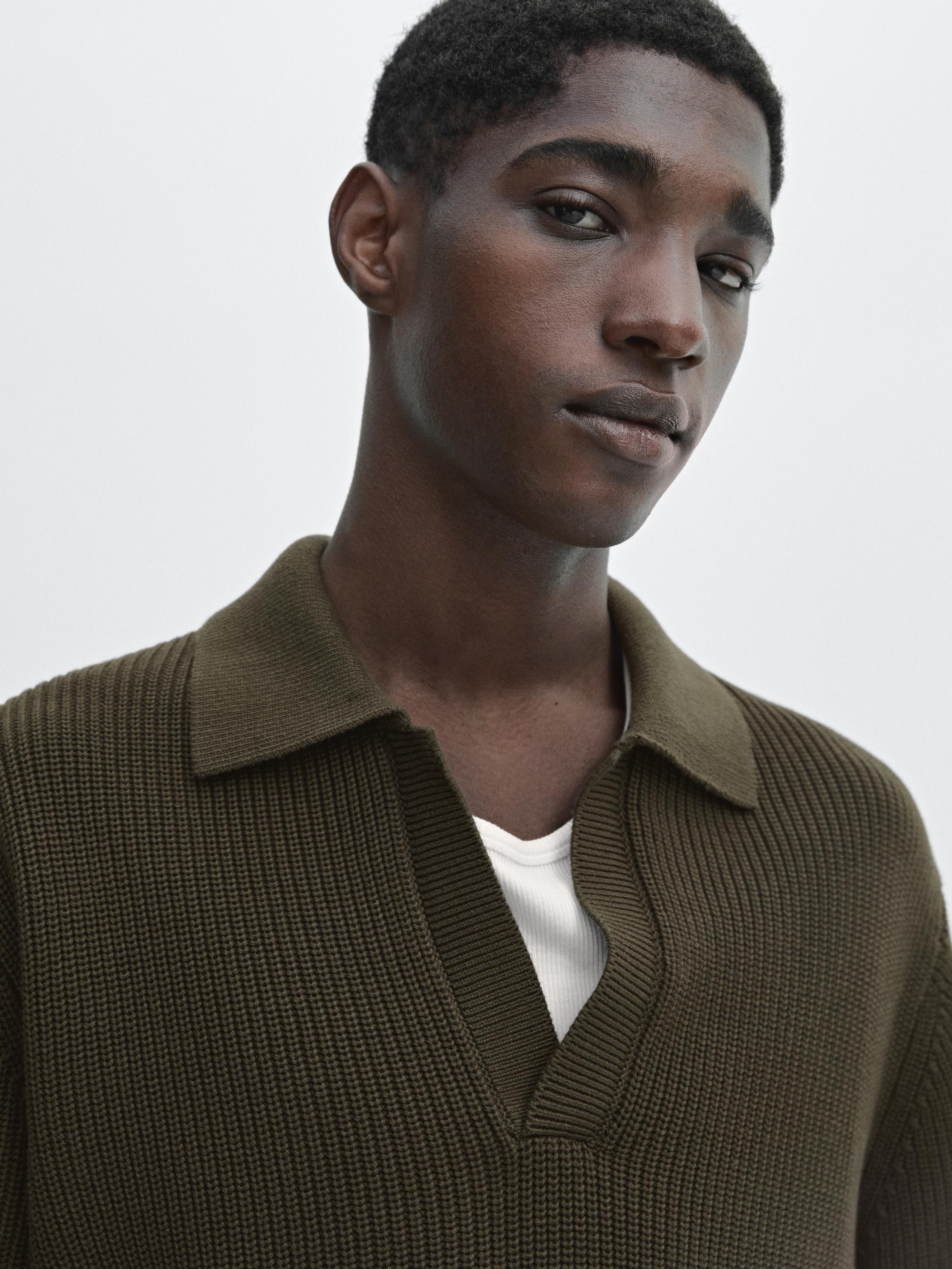 100% cotton ribbed knit sweater