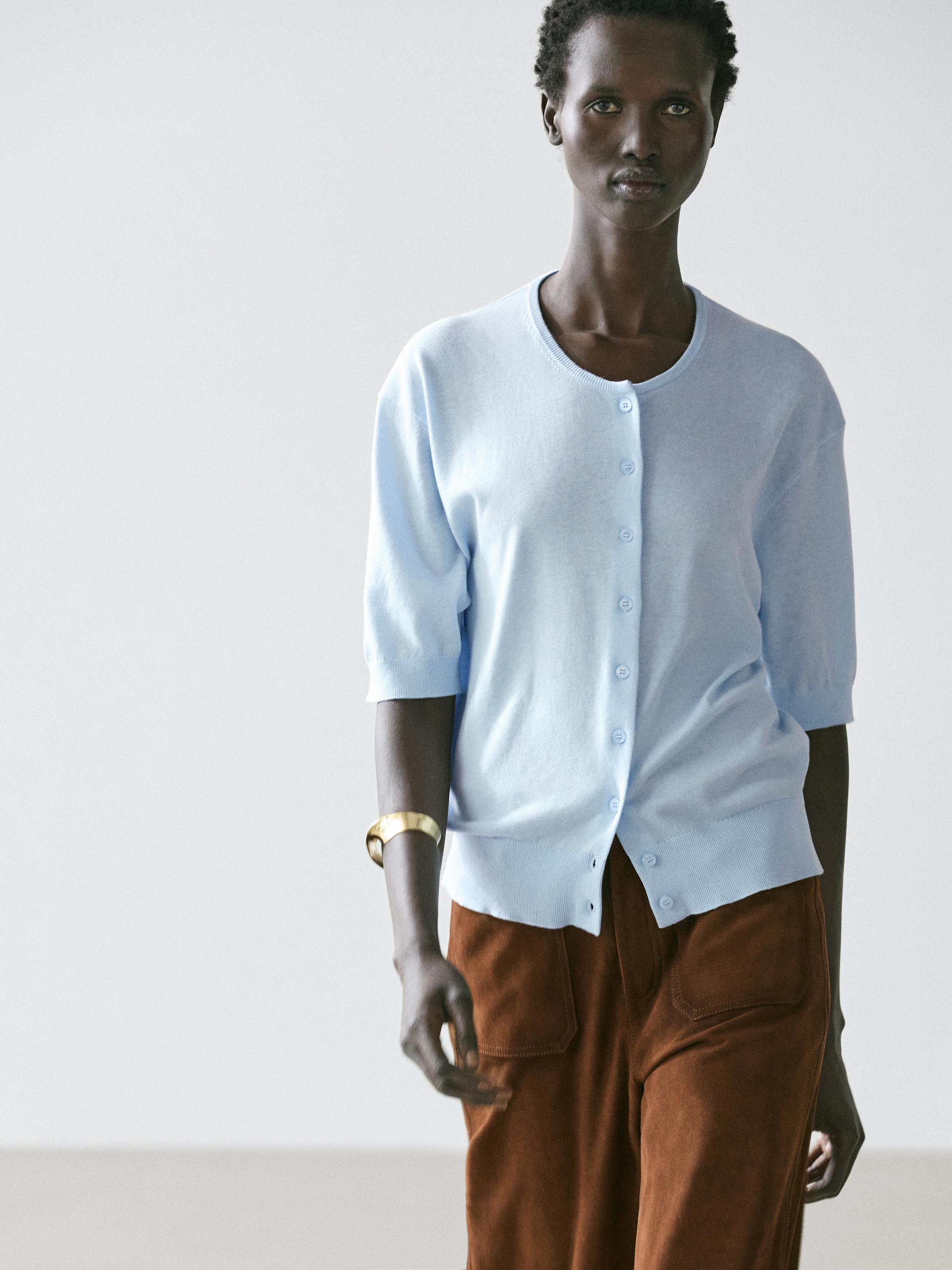 Short sleeve knit cardigan