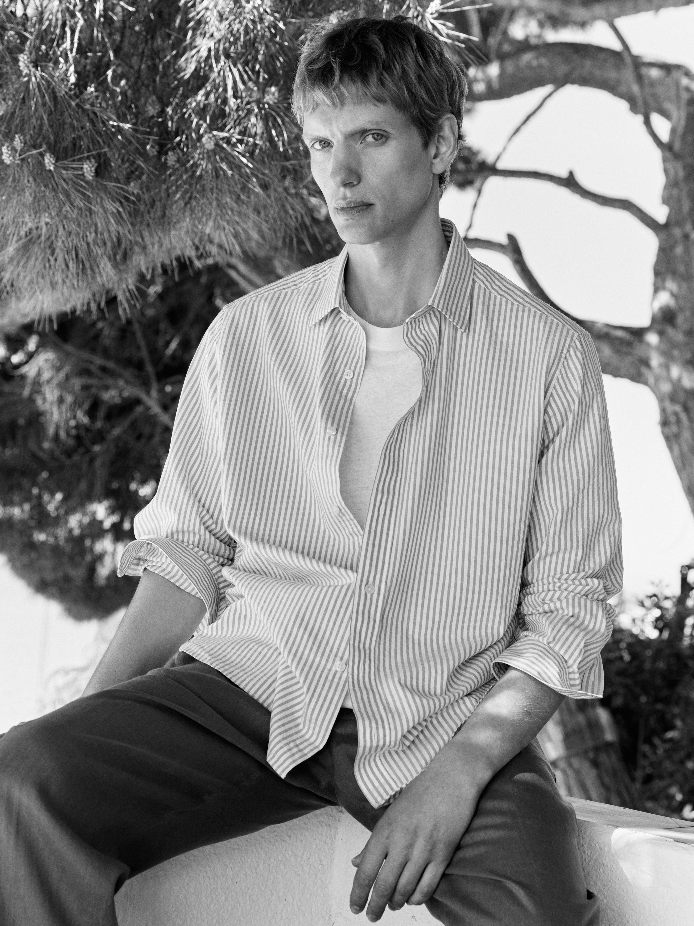 Regular fit striped cotton shirt