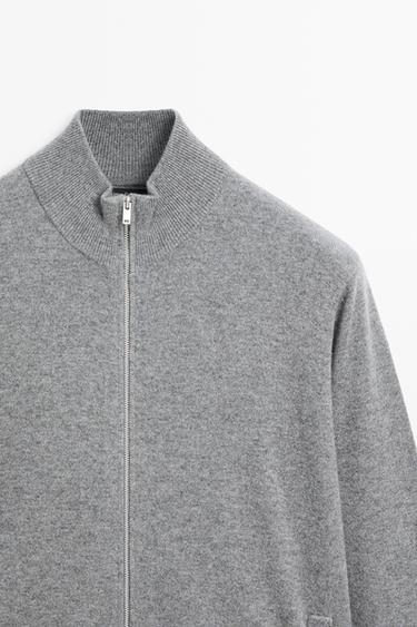 100% cashmere zip-up knit cardigan — ANTHRACITE GREY 9