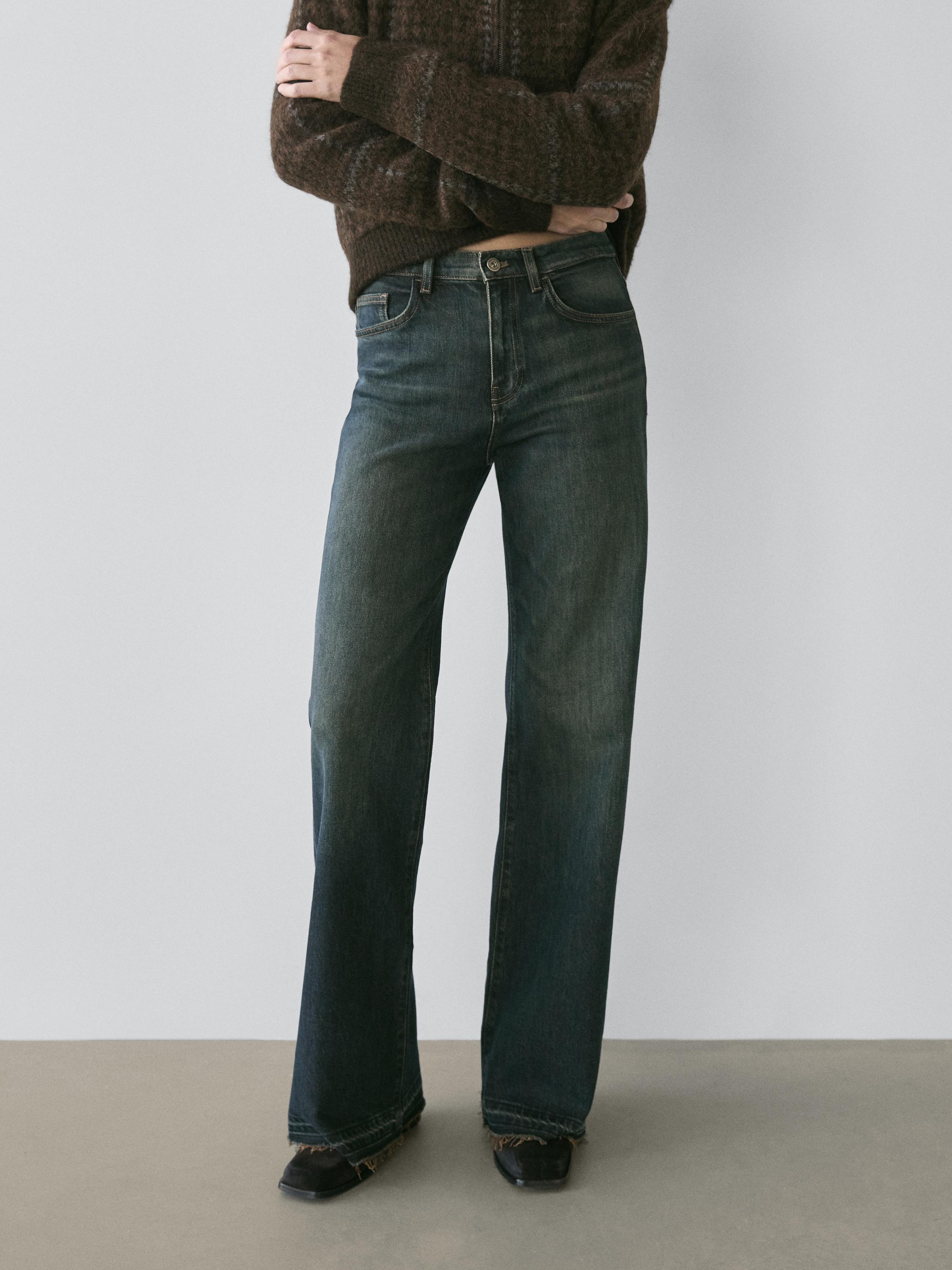 Mid-rise bell bottom jeans — Dark blue