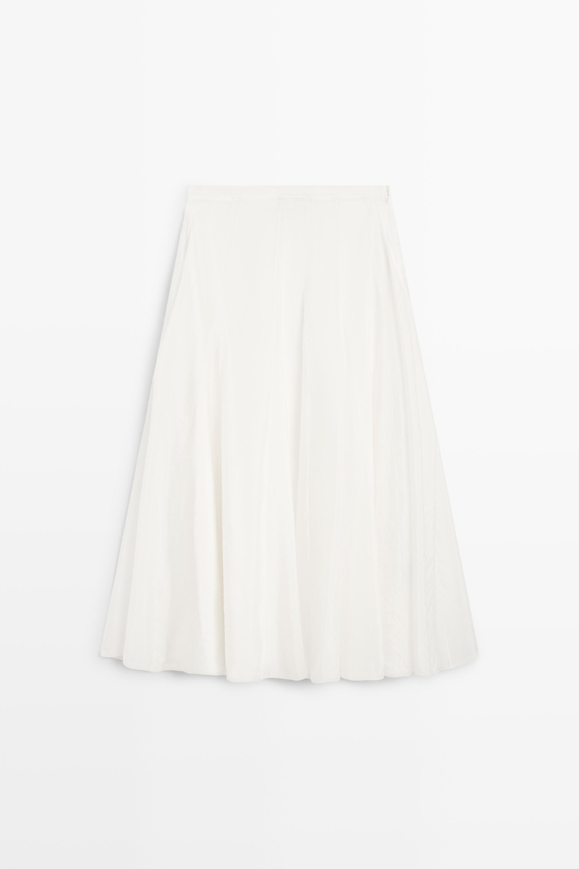 Flowy flared midi skirt — WHITE