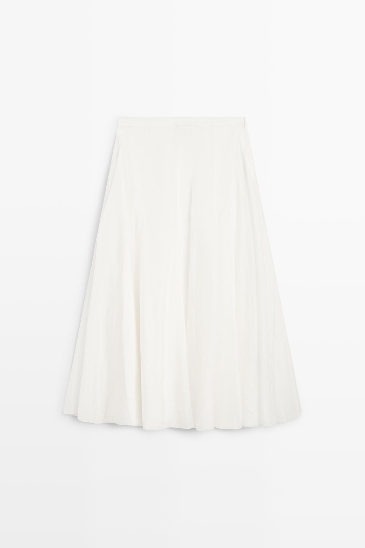Flowy flared midi skirt — WHITE