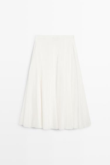 Flowy flared midi skirt — WHITE 2
